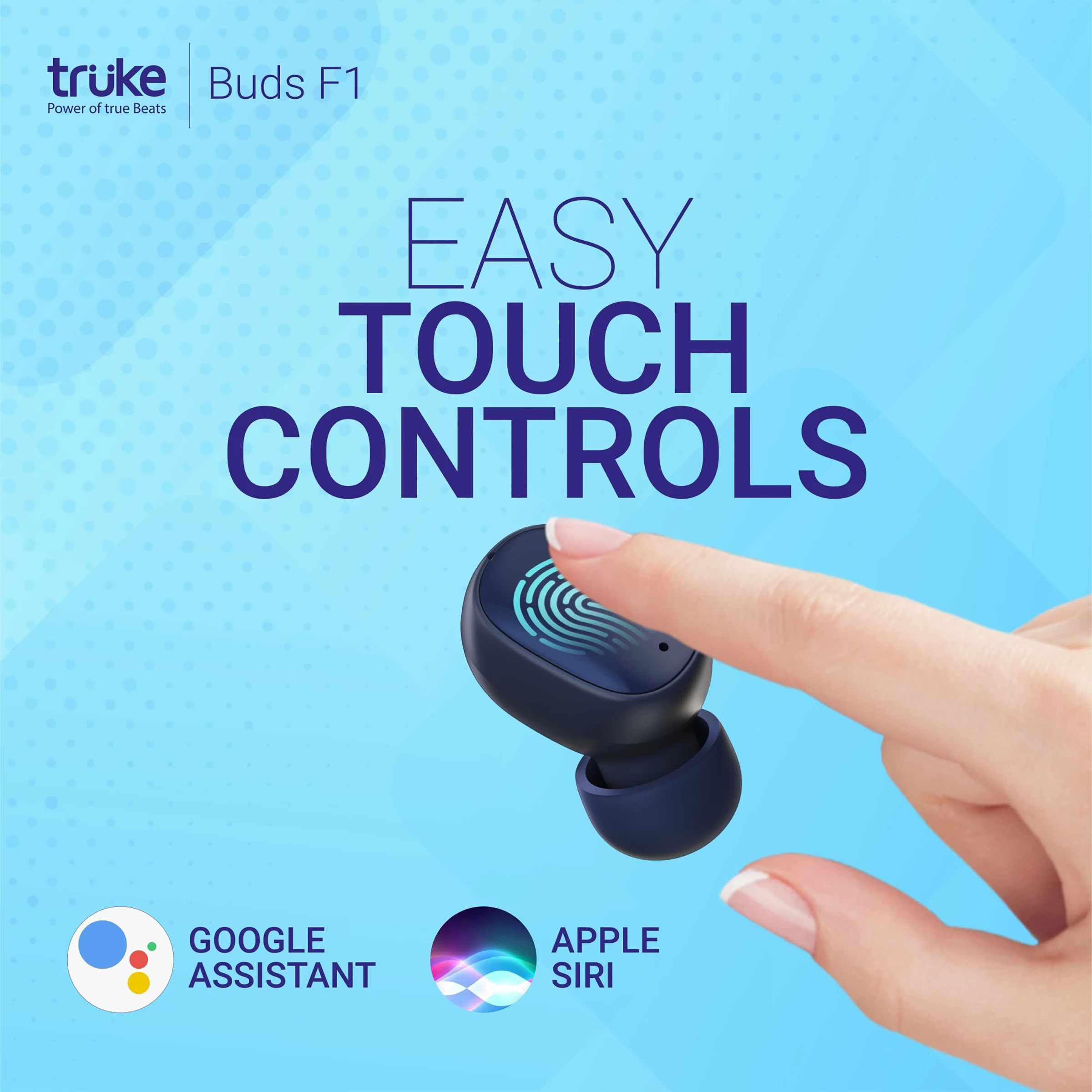truke Buds F1 B130 TWS Earbuds with Environmental Noise Cancellation (IPX4 Sweat & Water Resistant, 48 Hours Playback, Blue)_3