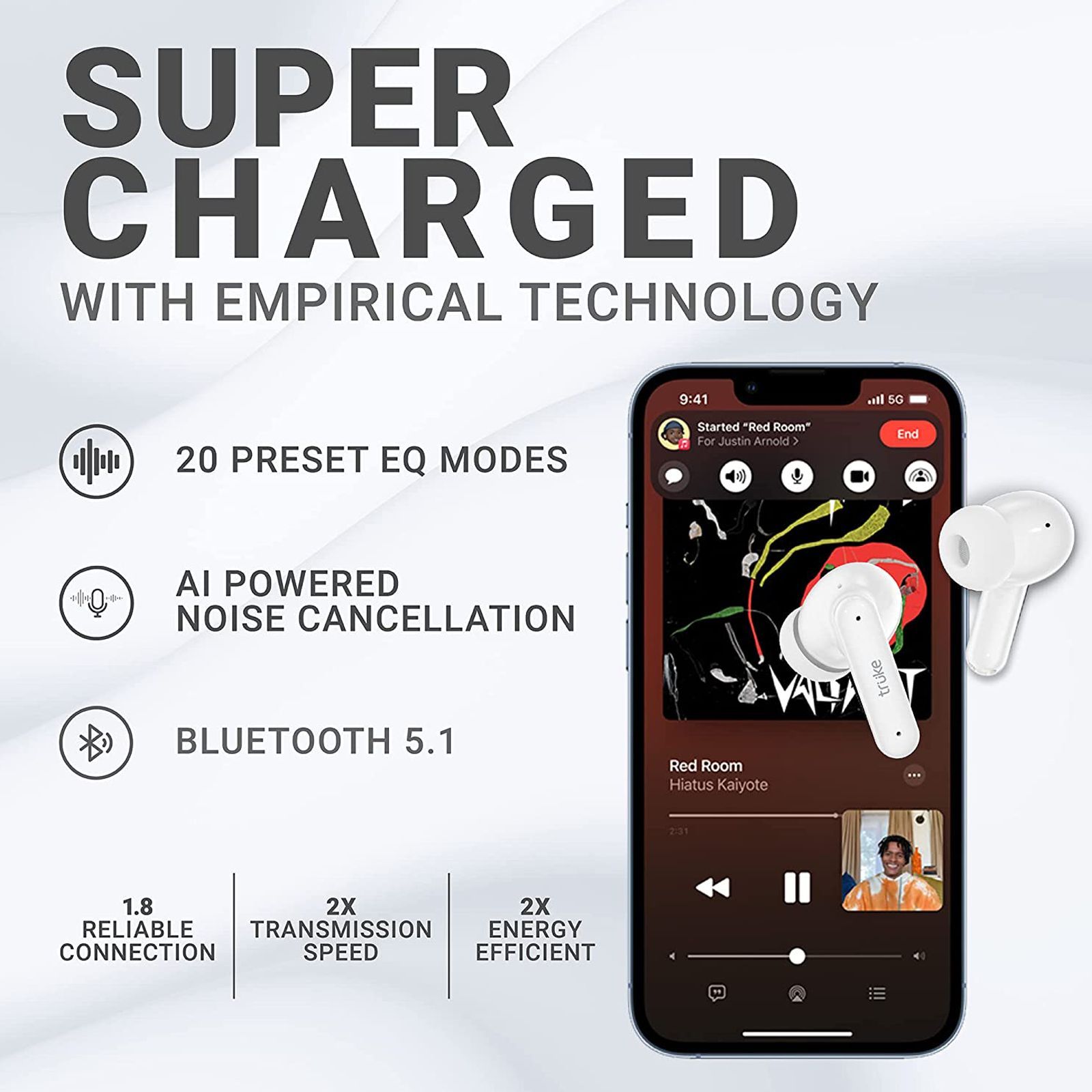 truke Air Buds TWS Earbuds with Environmental Noise Cancellation (IPX4 Water Resistant, Auto In Ear Detection, White)_3