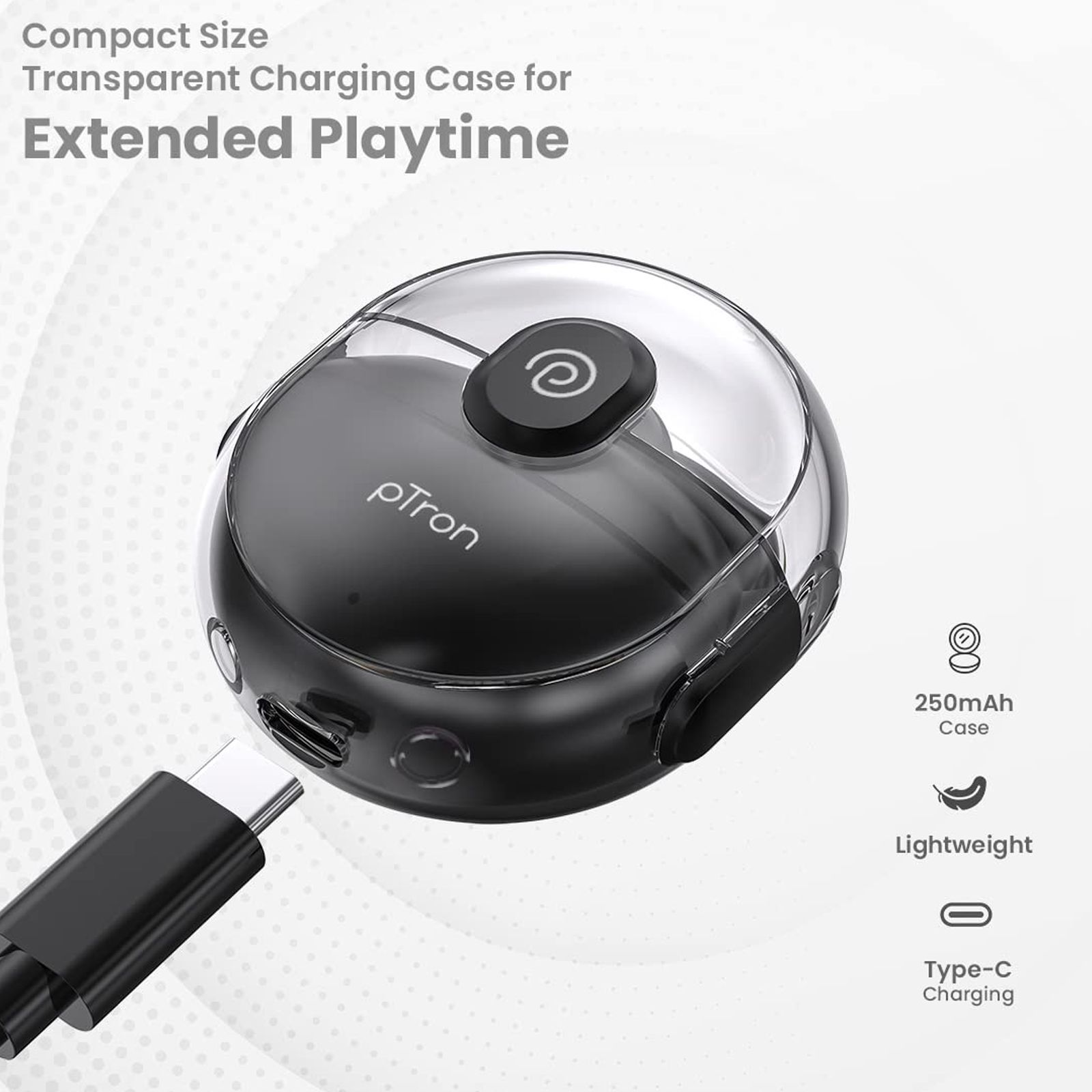 pTron Bassbuds Fute TWS Earbuds with Passive Noise Cancellation (IPX4 Water Resistant, Immersive High Definition Balanced Sound, Black)_3