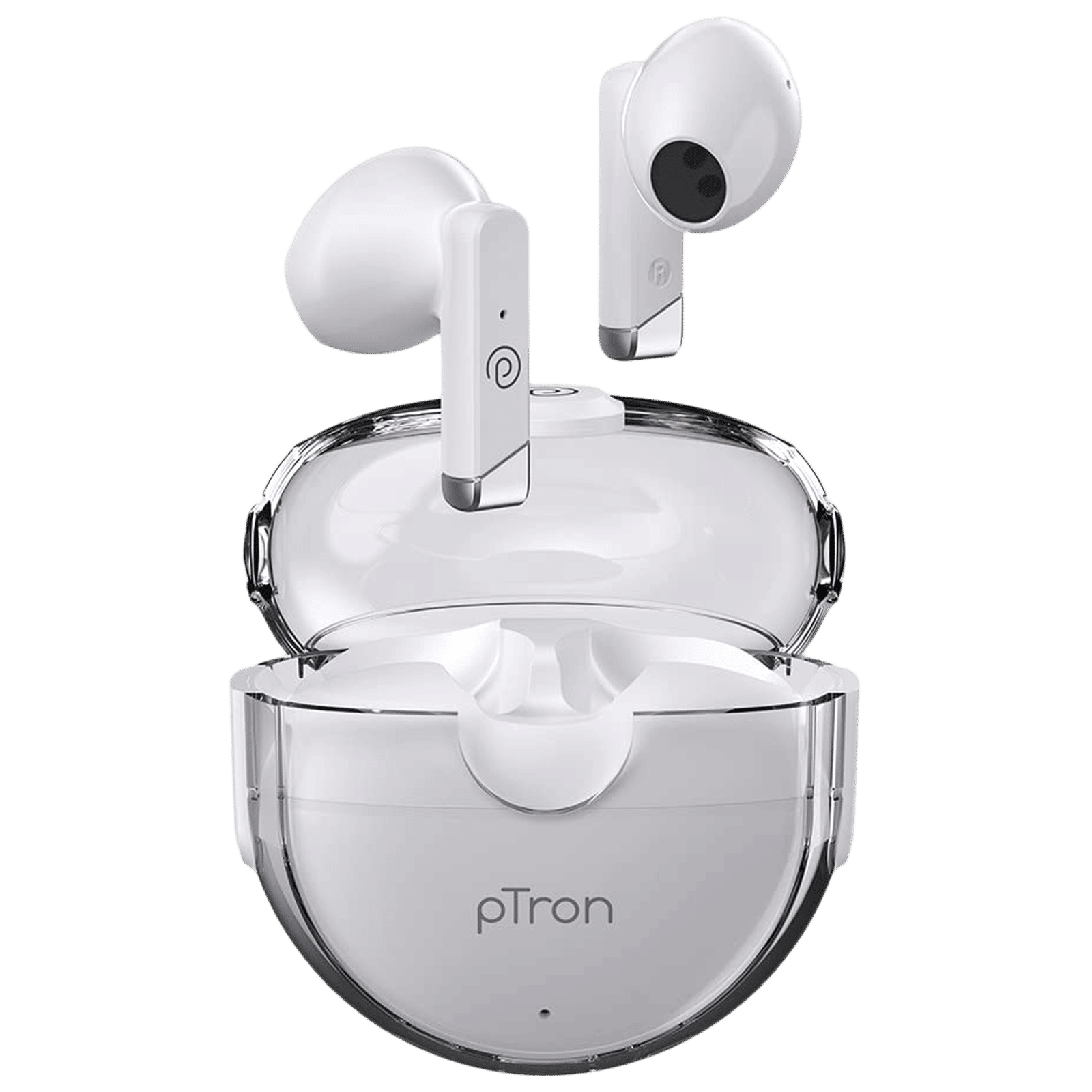 pTron Bassbuds Fute 140318216 TWS Earbuds with Passive Noise Cancellation (IPX4 Water Resistant, Immersive Audio, White)_1