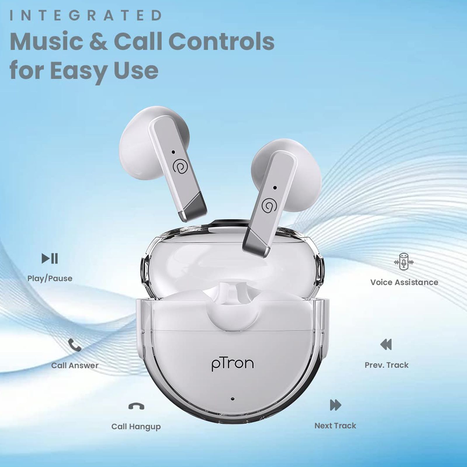 pTron Bassbuds Fute 140318216 TWS Earbuds with Passive Noise Cancellation (IPX4 Water Resistant, Immersive Audio, White)_7