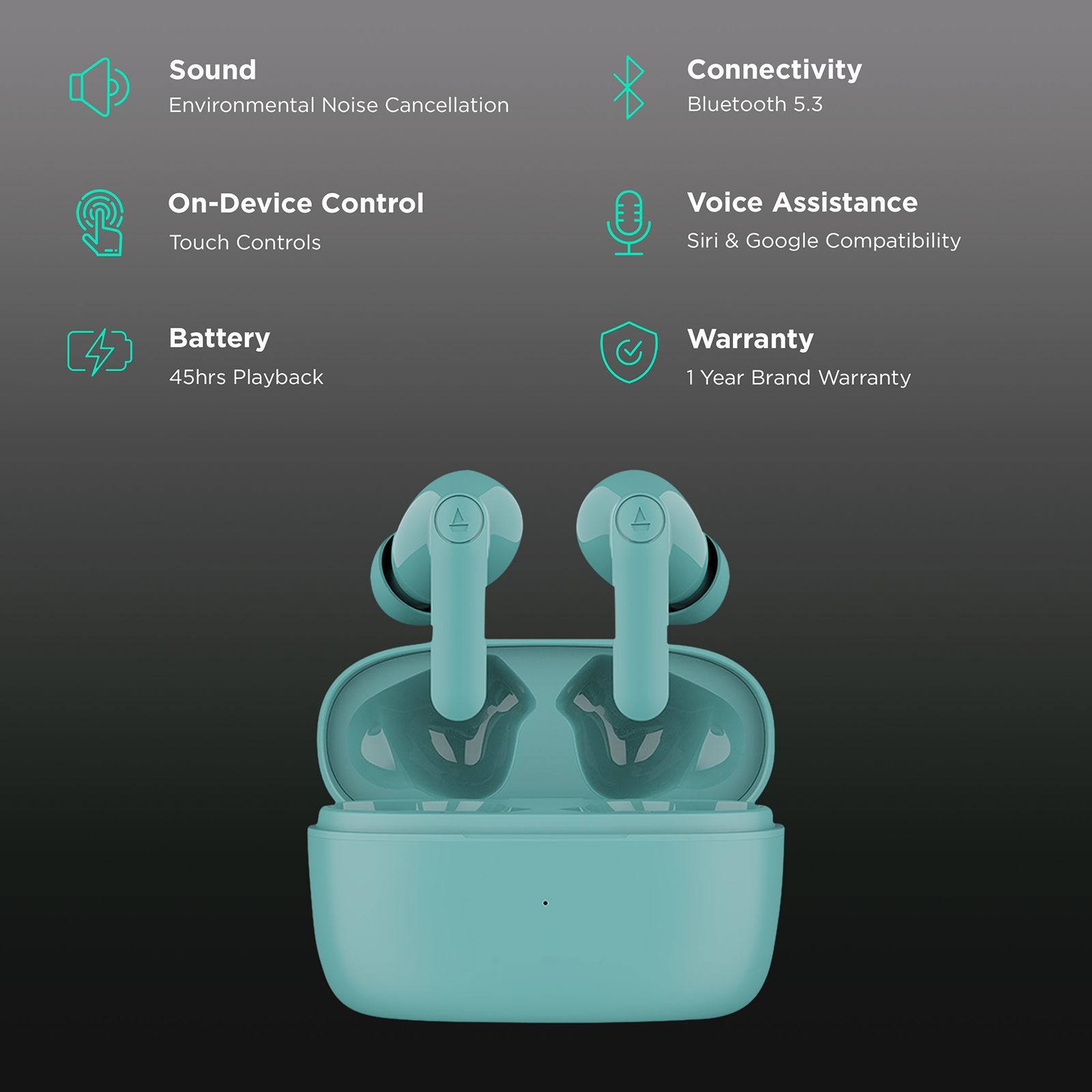 boAt Airdopes 138 Pro TWS Earbuds with Environmental Noise Cancellation (IPX5 Water Resistance, ASAP Charge, Mint Cascade)_2