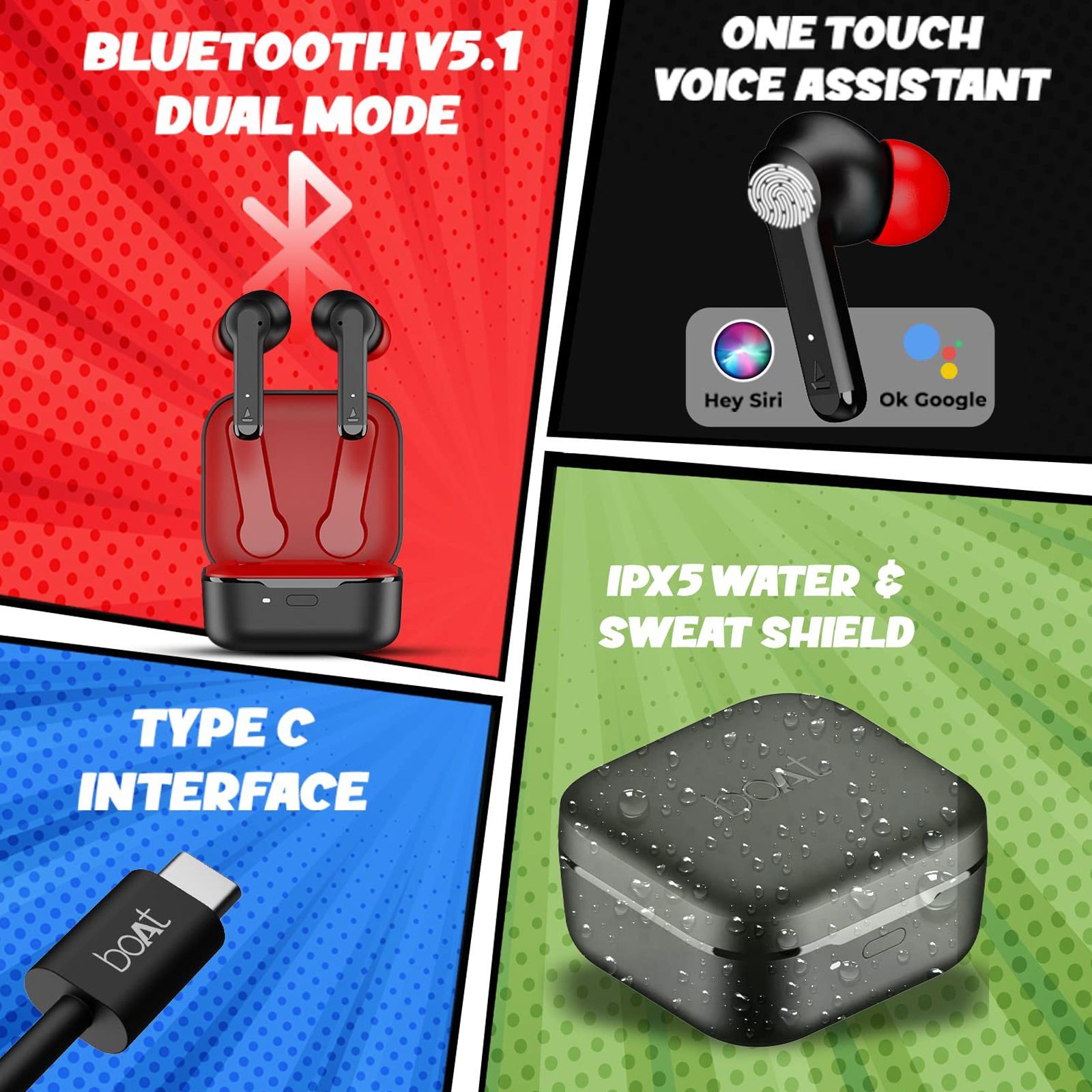 boAt Airdopes 458 TWS Earbuds with Environmental Noise Cancellation (IPX5 Water Resistant, ASAP Charge, Active Black)_9