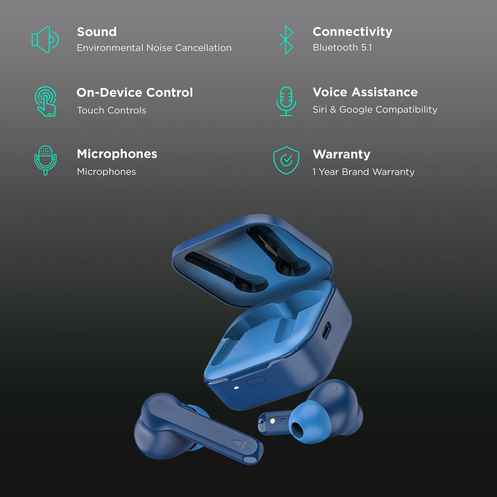 boAt Airdopes 458 TWS Earbuds with Environmental Noise Cancellation (IPX5 Water Resistant, ASAP Charge, Sport Blue) boAt Airdopes 458 TWS Earbuds with Environmental Noise Cancellation (IPX5 Water Resistant, ASAP Charge, Sport Blue)_2