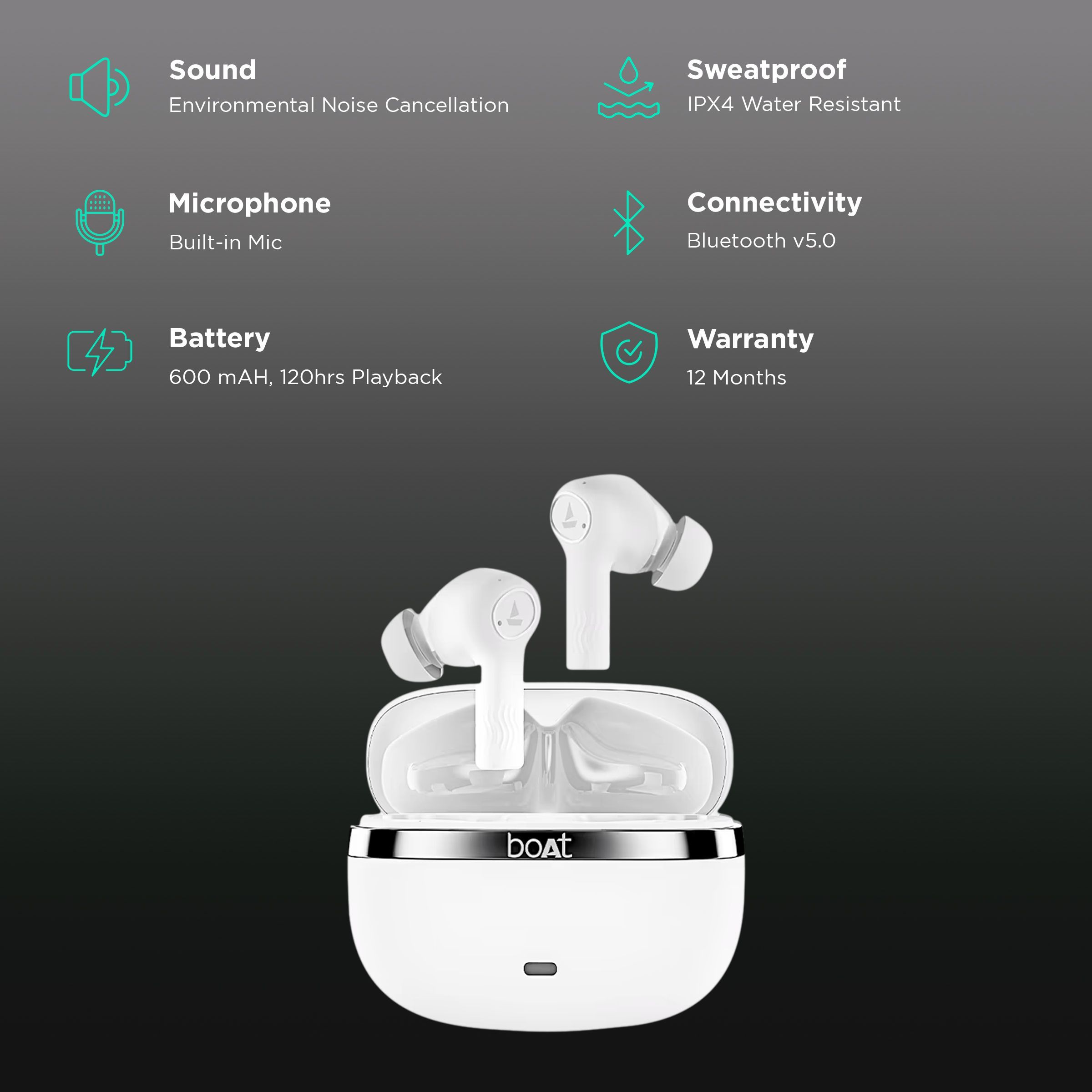 boAt Nirvana Ion TWS Earbuds with Environmental Noise Cancellation (IPX4 Water Resistant, 120 Hours Playback, Ivory White)_2