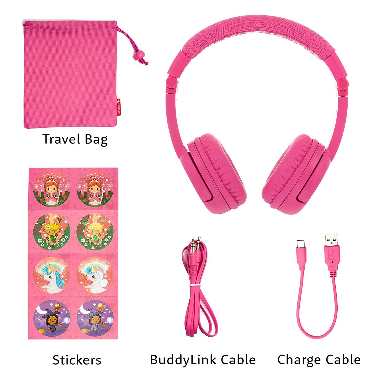 onanoff BuddyPhones Play Plus BT-BP-PLAYP-PINK Bluetooth Headset with Mic (Upto 20 Hours Playback, On Ear, Rose Pink)_6