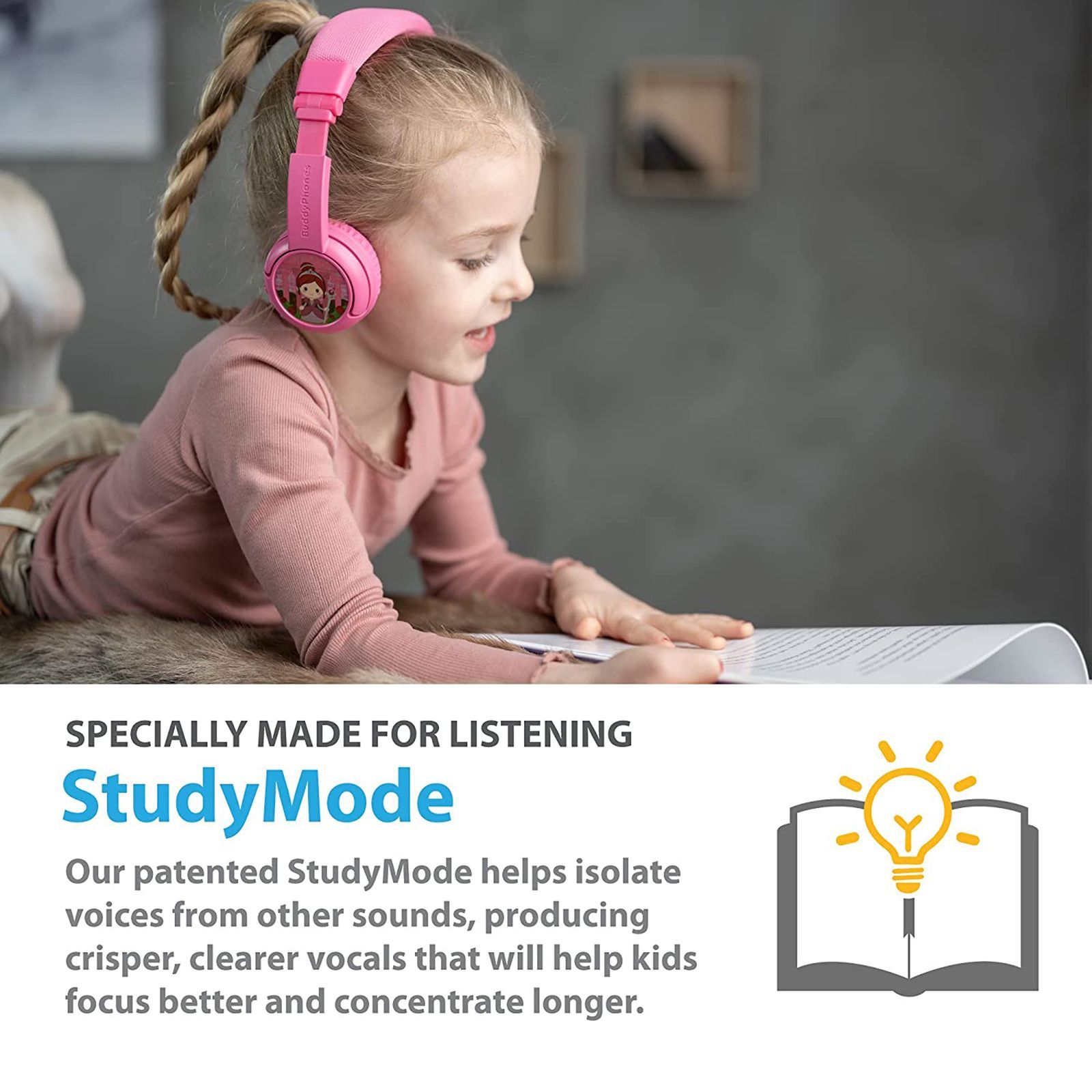 onanoff BuddyPhones Play Plus BT-BP-PLAYP-PINK Bluetooth Headset with Mic (Upto 20 Hours Playback, On Ear, Rose Pink)_4