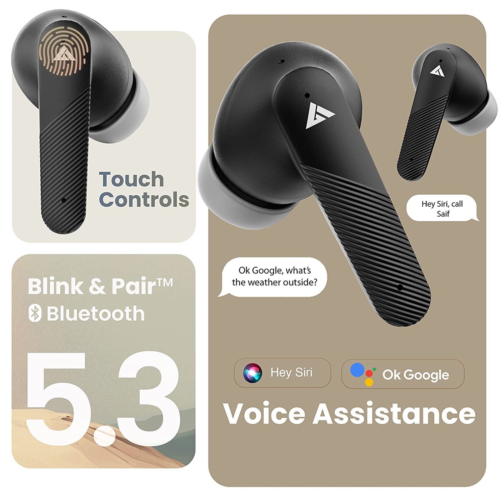 GOBOULT X60 TWS Earbuds with Active Noise Cancellation (IPX5 Water Resistant, Zen Quad Mic, Black)_9