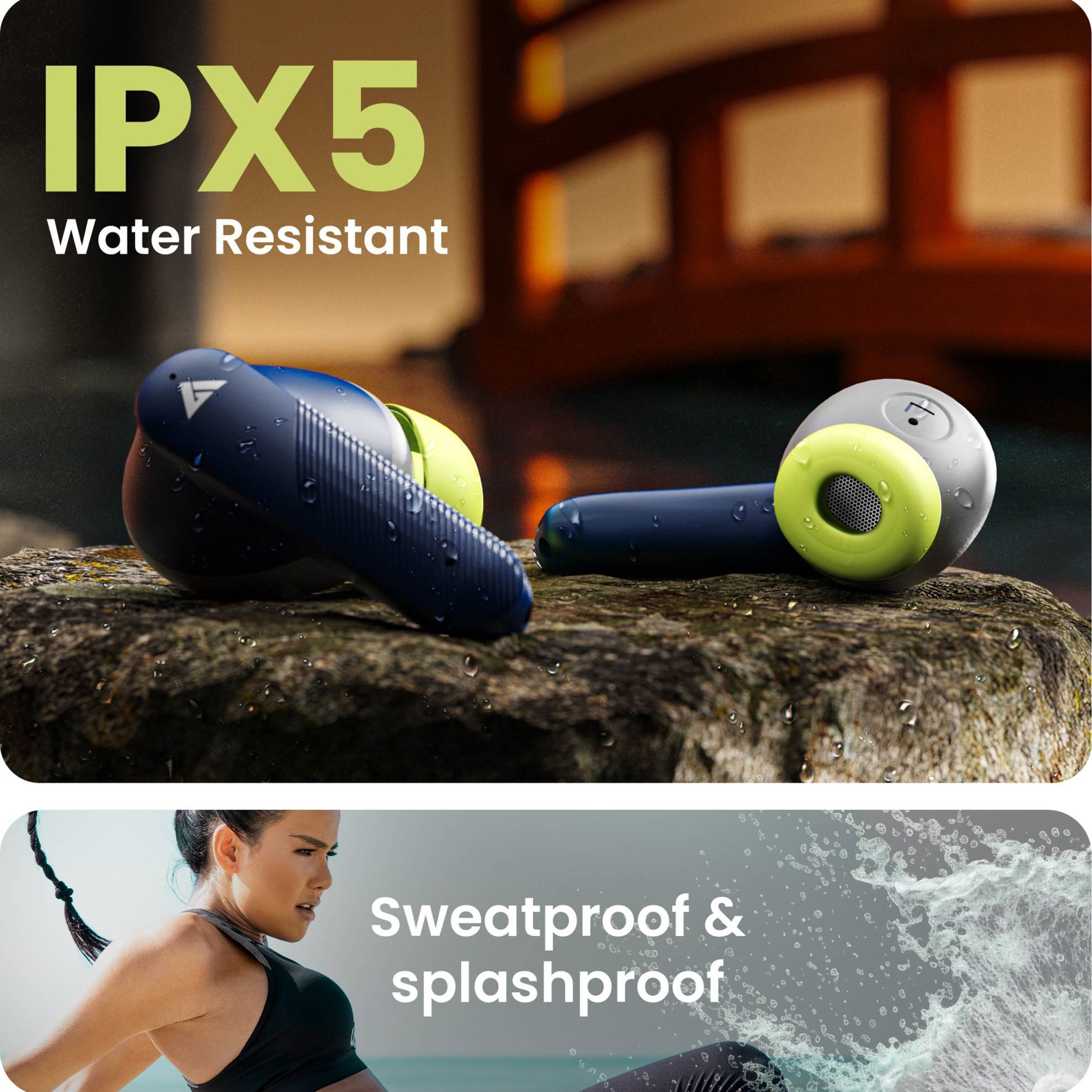 GOBOULT X60 TWS Earbuds with Active Noise Cancellation (IPX5 Water Resistant, Zen Quad Mic, Blue)_6