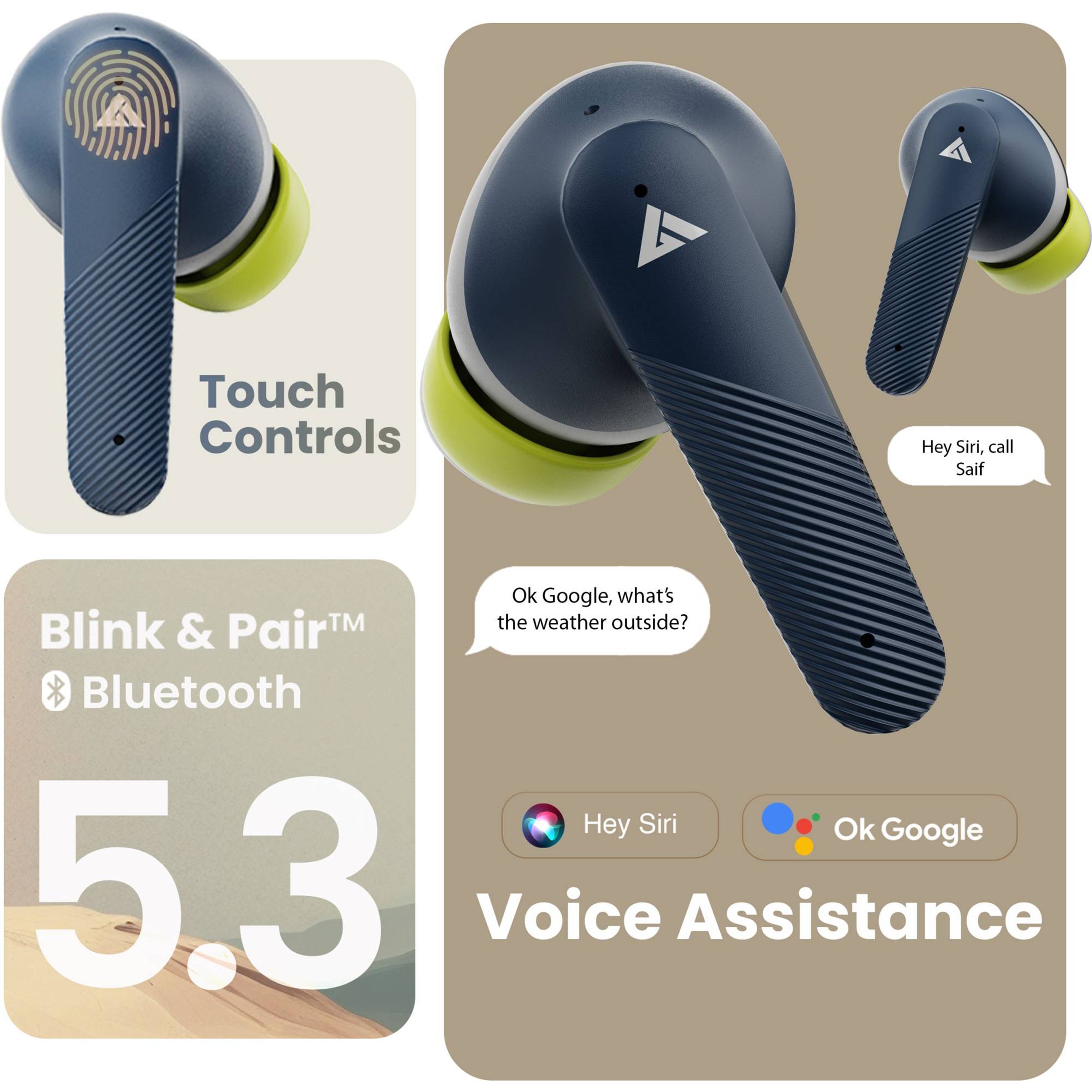 GOBOULT X60 TWS Earbuds with Active Noise Cancellation (IPX5 Water Resistant, Zen Quad Mic, Blue)_8