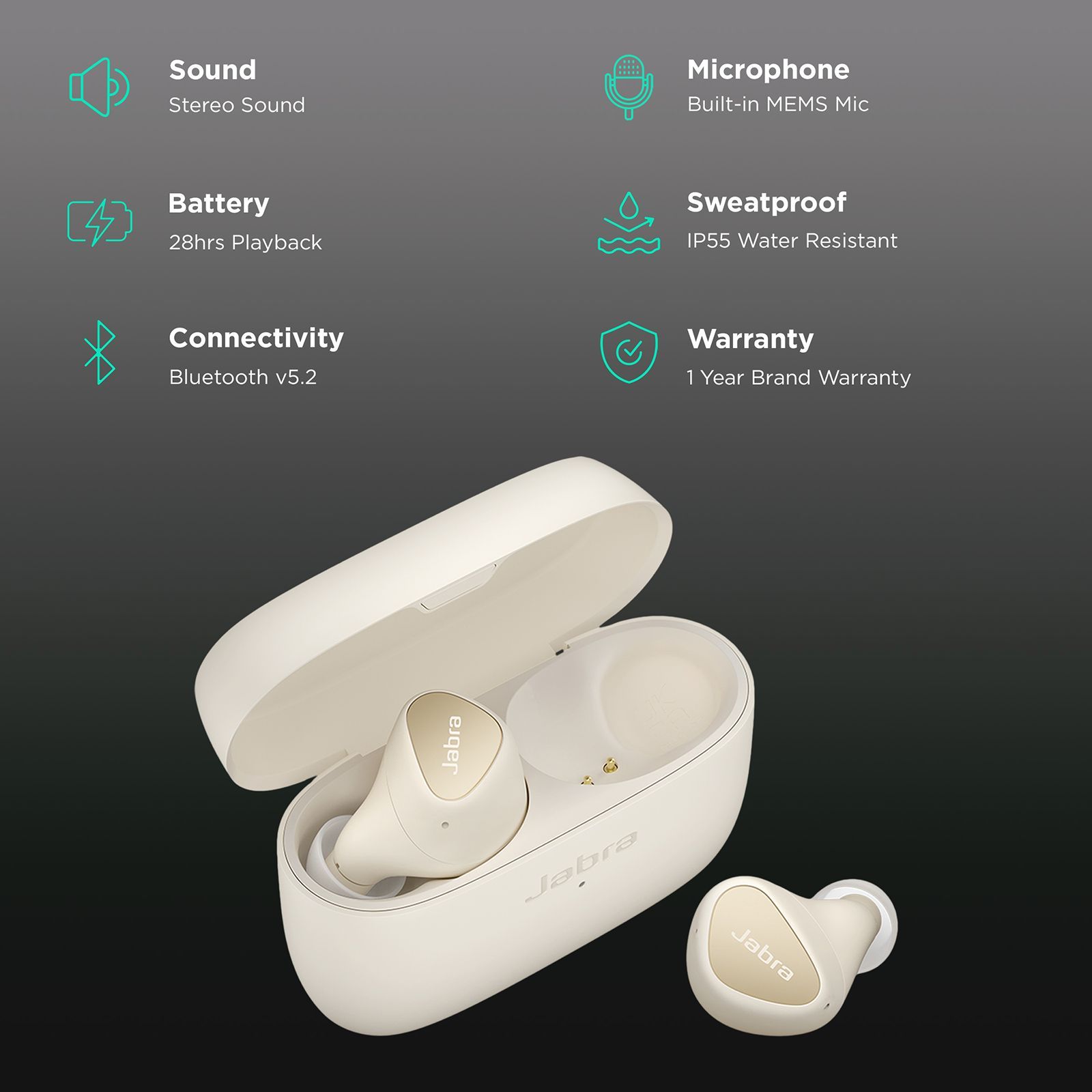 Jabra Elite 4 TWS Earbuds with Active Noise Cancellation (IP55 Water Resistant, Voice Assistant Enabled, Gold Beige)_2