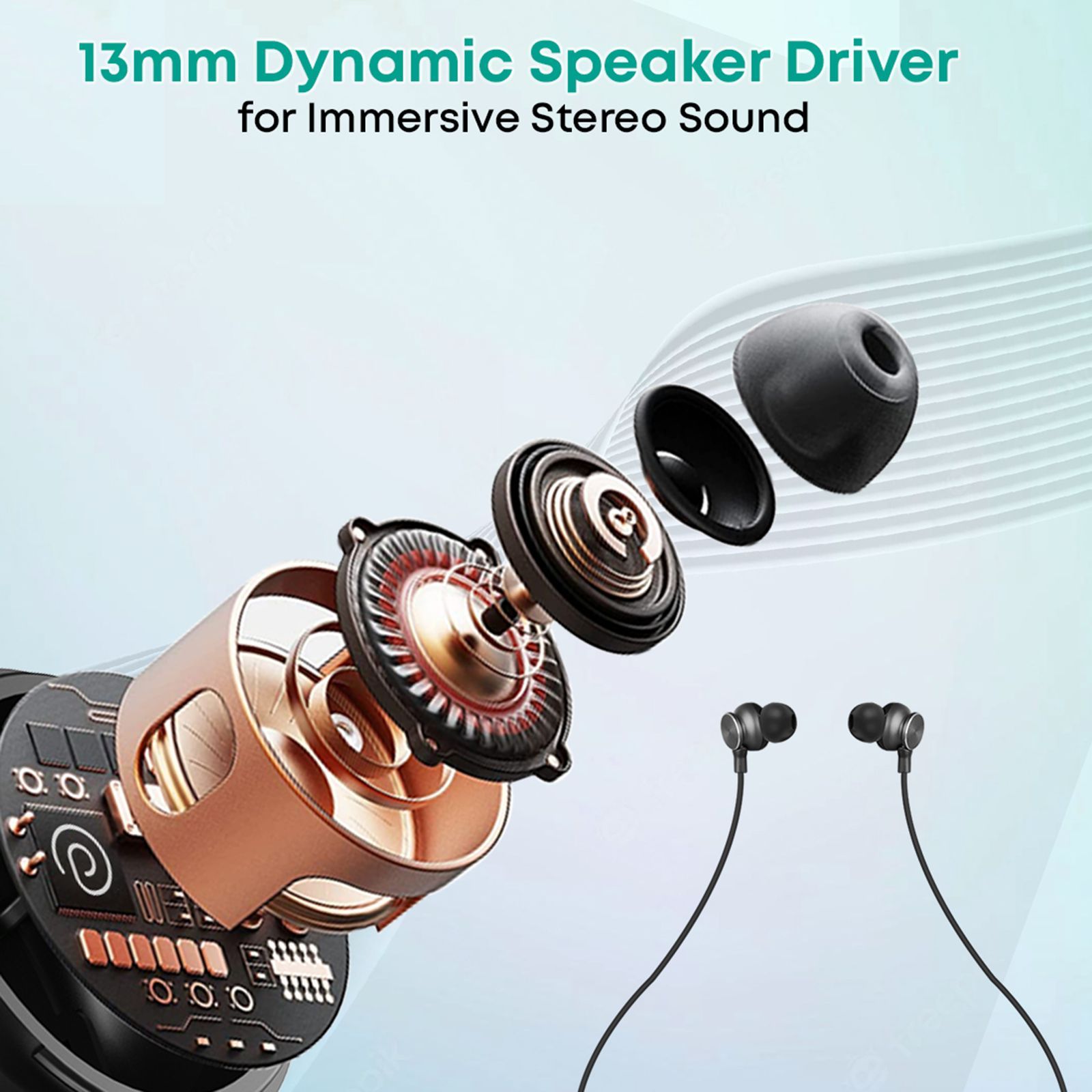 pTron InTunes Classic Neckband with Passive Noise Cancellation (IPX4 Water Resistant, 13mm Drivers, Black|Green)_6