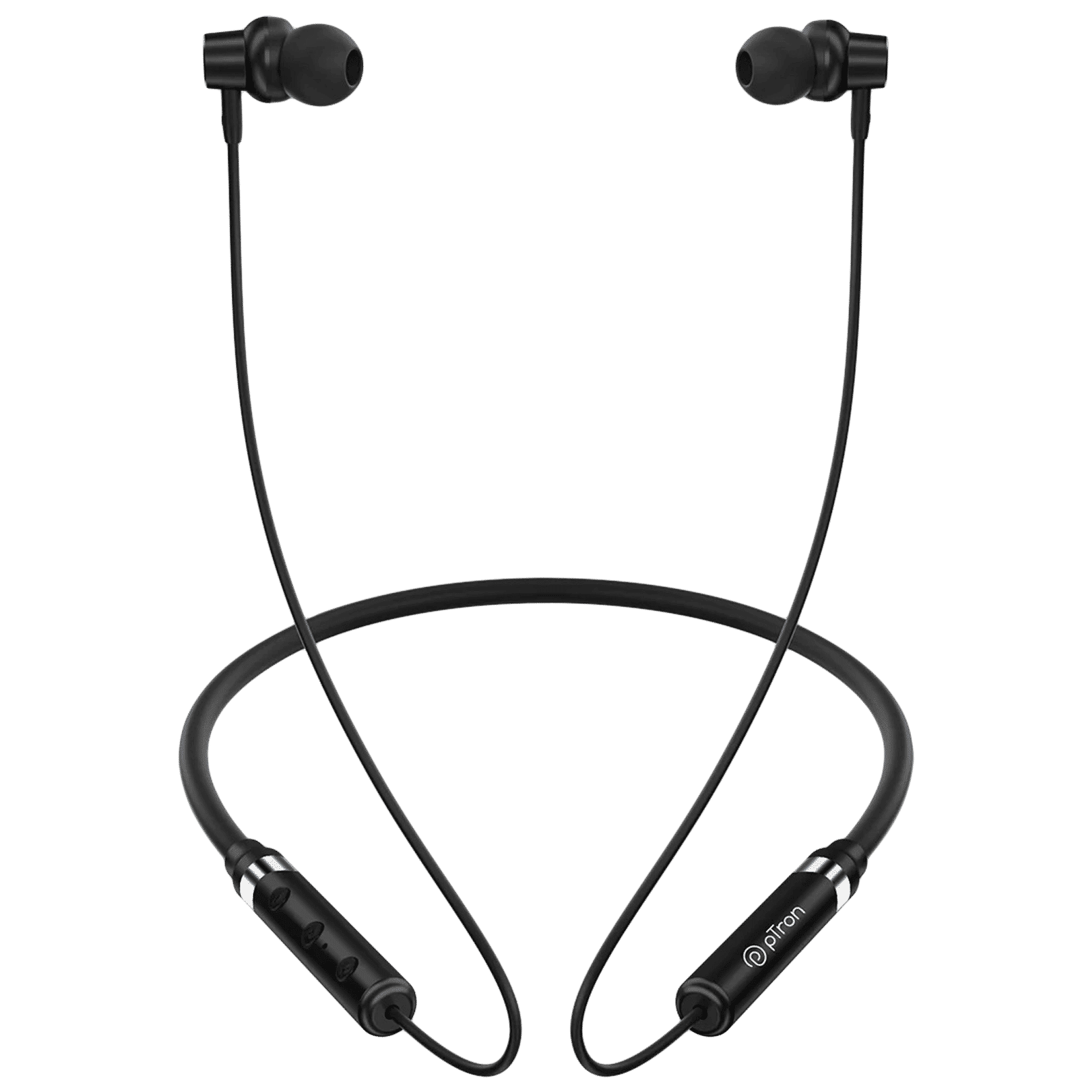 pTron InTunes Magic 140318713 Neckband with Passive Noise Cancellation (IPX4 Water Resistant, 10mm Drivers, Black)_1