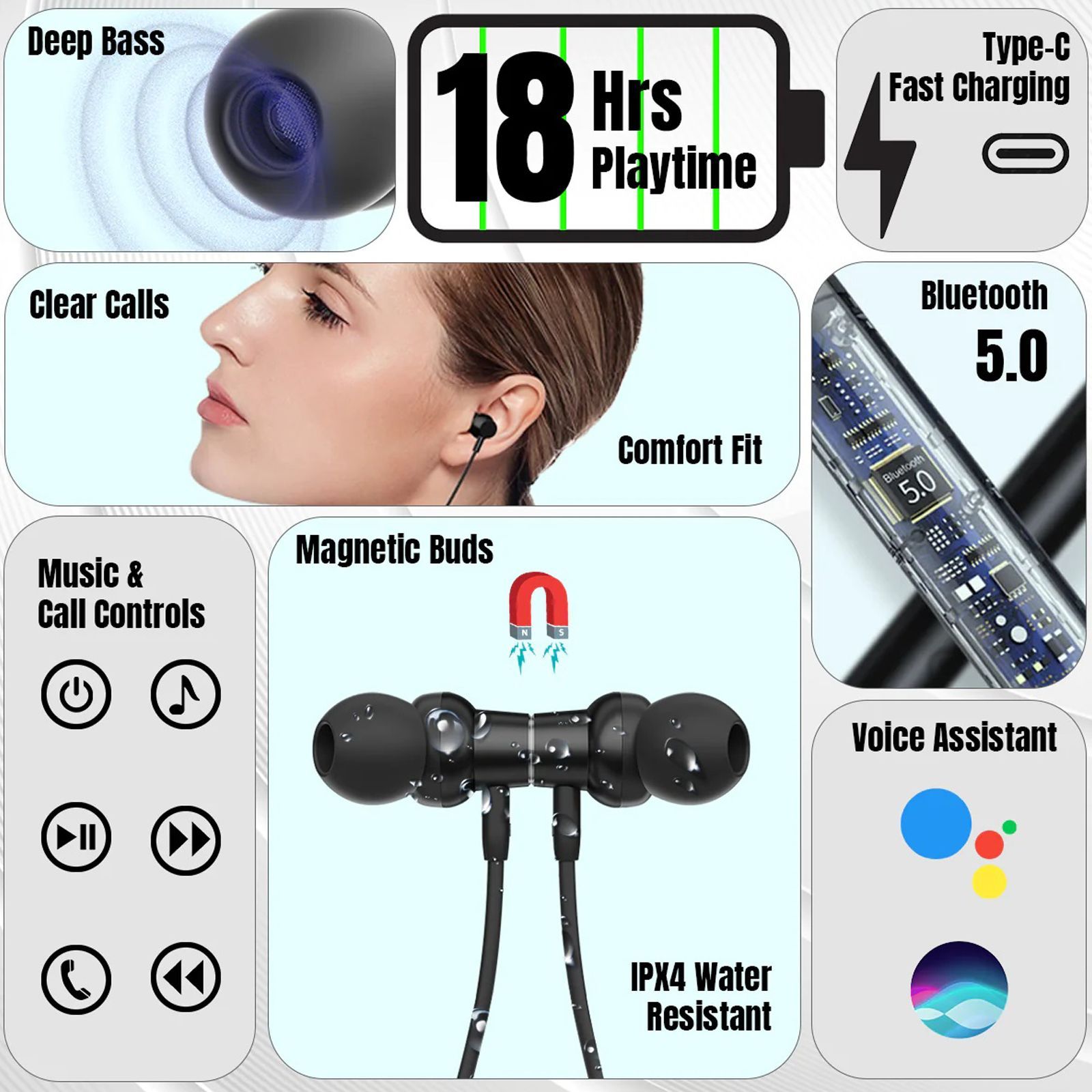 pTron InTunes Magic 140318713 Neckband with Passive Noise Cancellation (IPX4 Water Resistant, 10mm Drivers, Black)_6