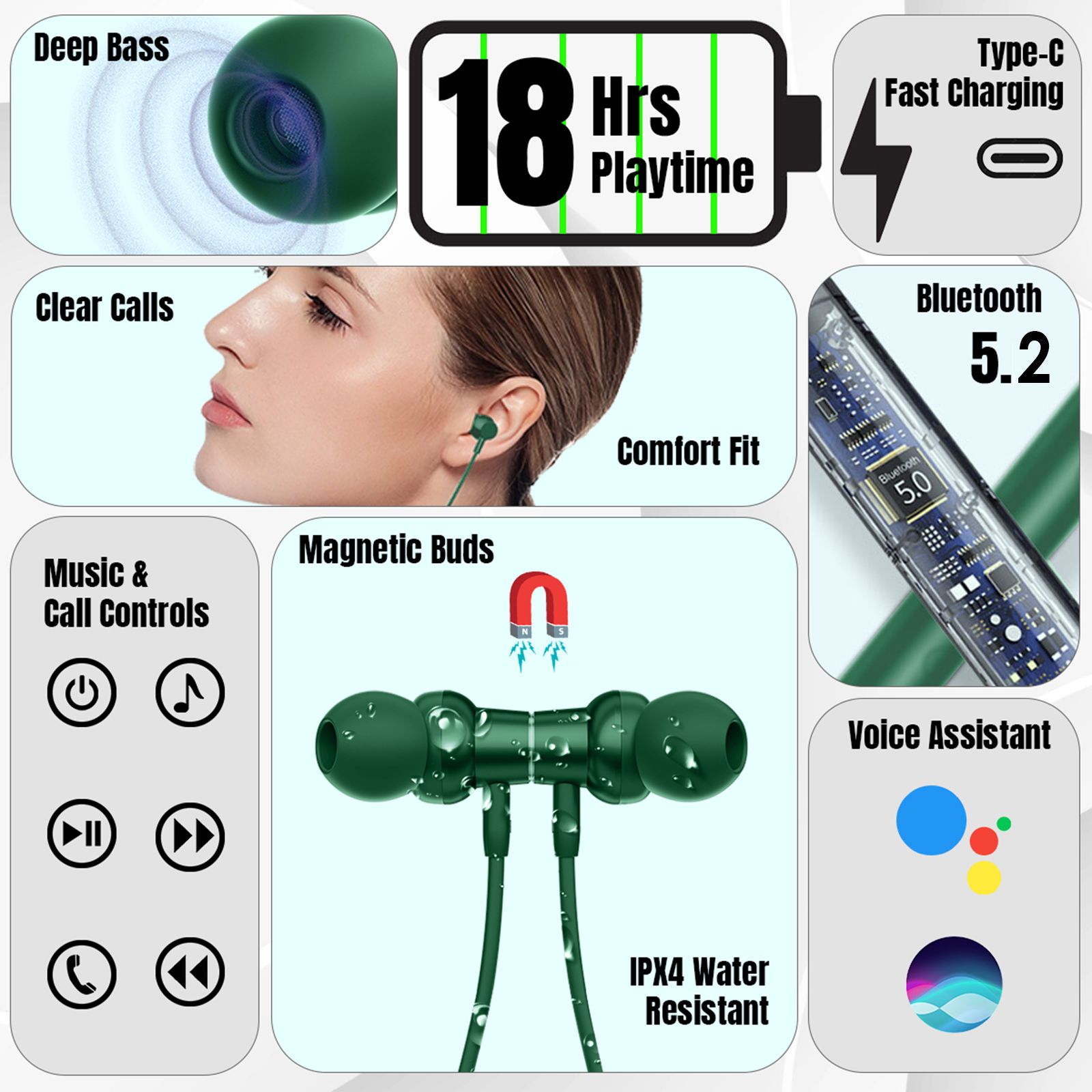 pTron InTunes Magic Neckband with Passive Noise Cancellation (IPX4 Water Resistant, 18 Hours Playtime, Green) pTron InTunes Magic Neckband with Passive Noise Cancellation (IPX4 Water Resistant, 18 Hours Playtime, Green)_6