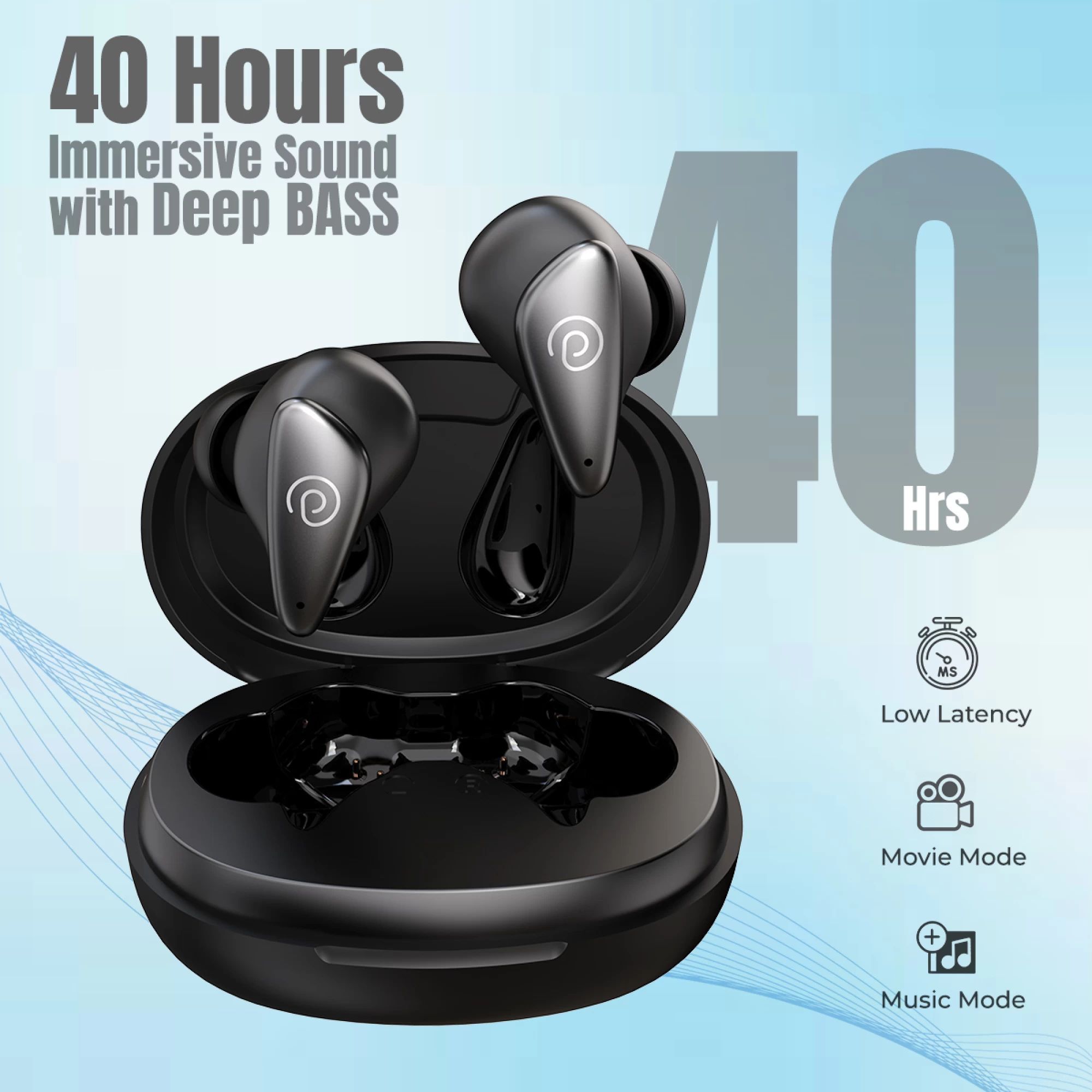 pTron Bassbuds Verse 140318592 TWS Earbuds with Environmental Noise Cancellation (IPX4 Water Resistant, Stereo Calls, Black)_6