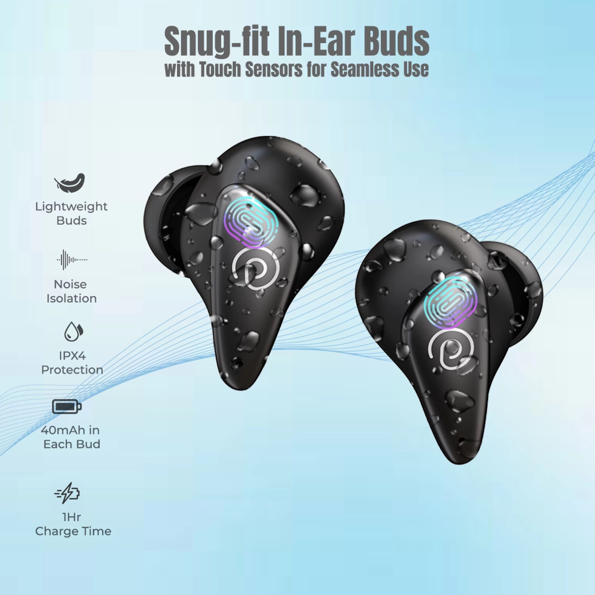 pTron Bassbuds Verse 140318592 TWS Earbuds with Environmental Noise Cancellation (IPX4 Water Resistant, Stereo Calls, Black)_3