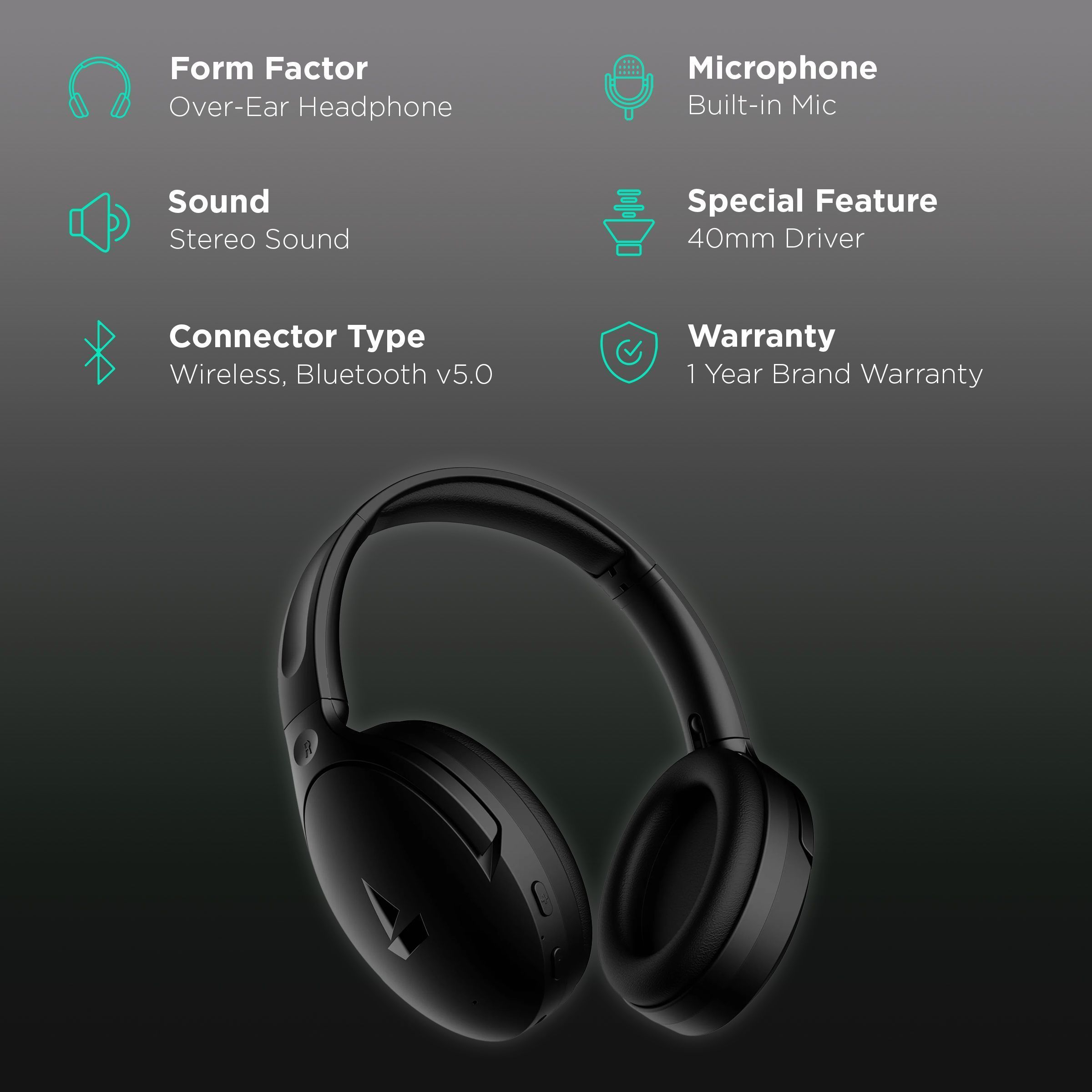 boAt Rockerz 551 ANC Bluetooth Headphone with Mic (ASAP Charge, Over Ear, Stellar Black)_2