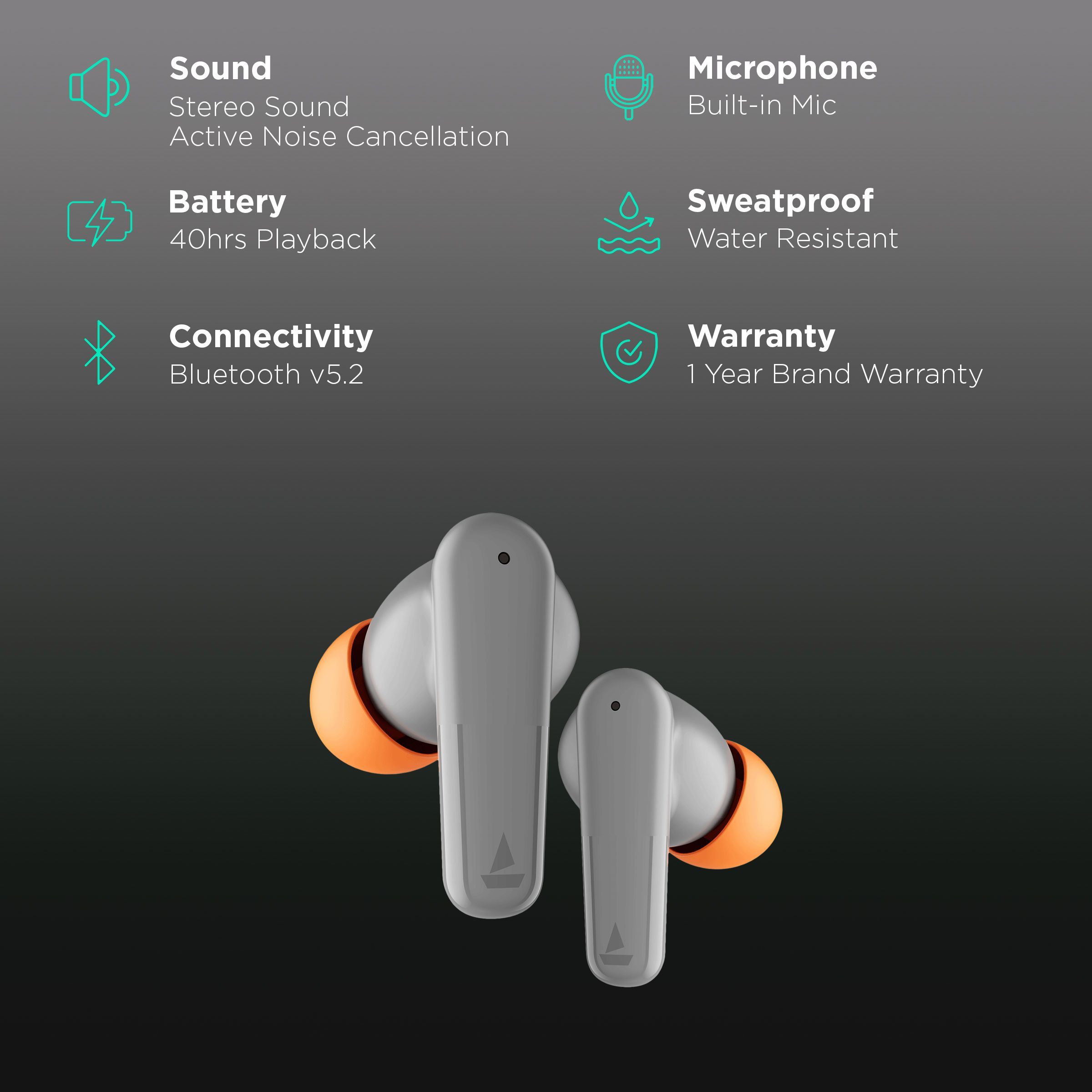 boAt Airdopes 341 ANC TWS Earbuds with Active Noise Cancellation (IPX5 Water Resistant, ENx Technology, Grey)_2