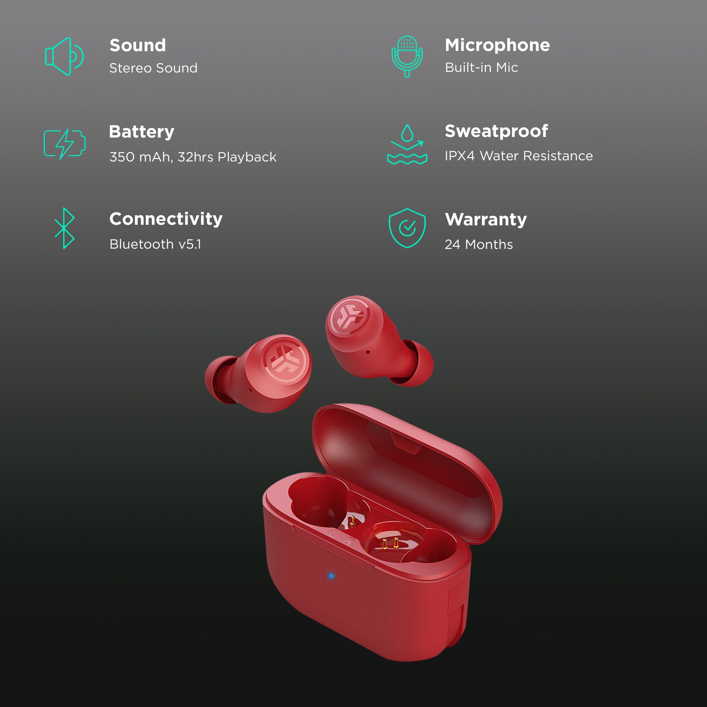 JLAB GO Air POP TWS Earbuds (IPX4 Sweat Resistant, EQ3 Sound, Rose)_2