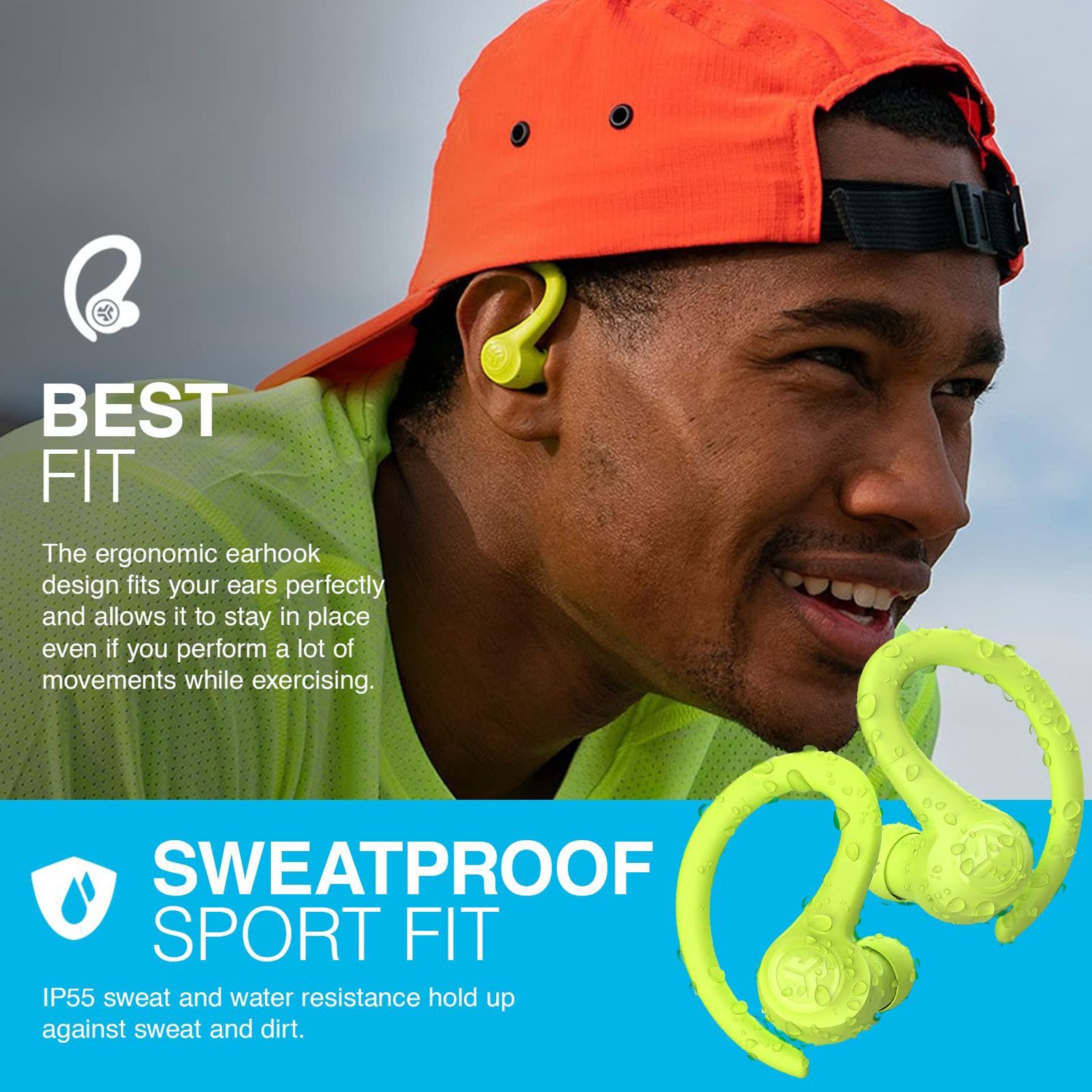JLAB Go Air Sport TWS Earbuds with Active Noise Cancellation (IP55 Water Resistant, C3 Clear Calling, Yellow)_9