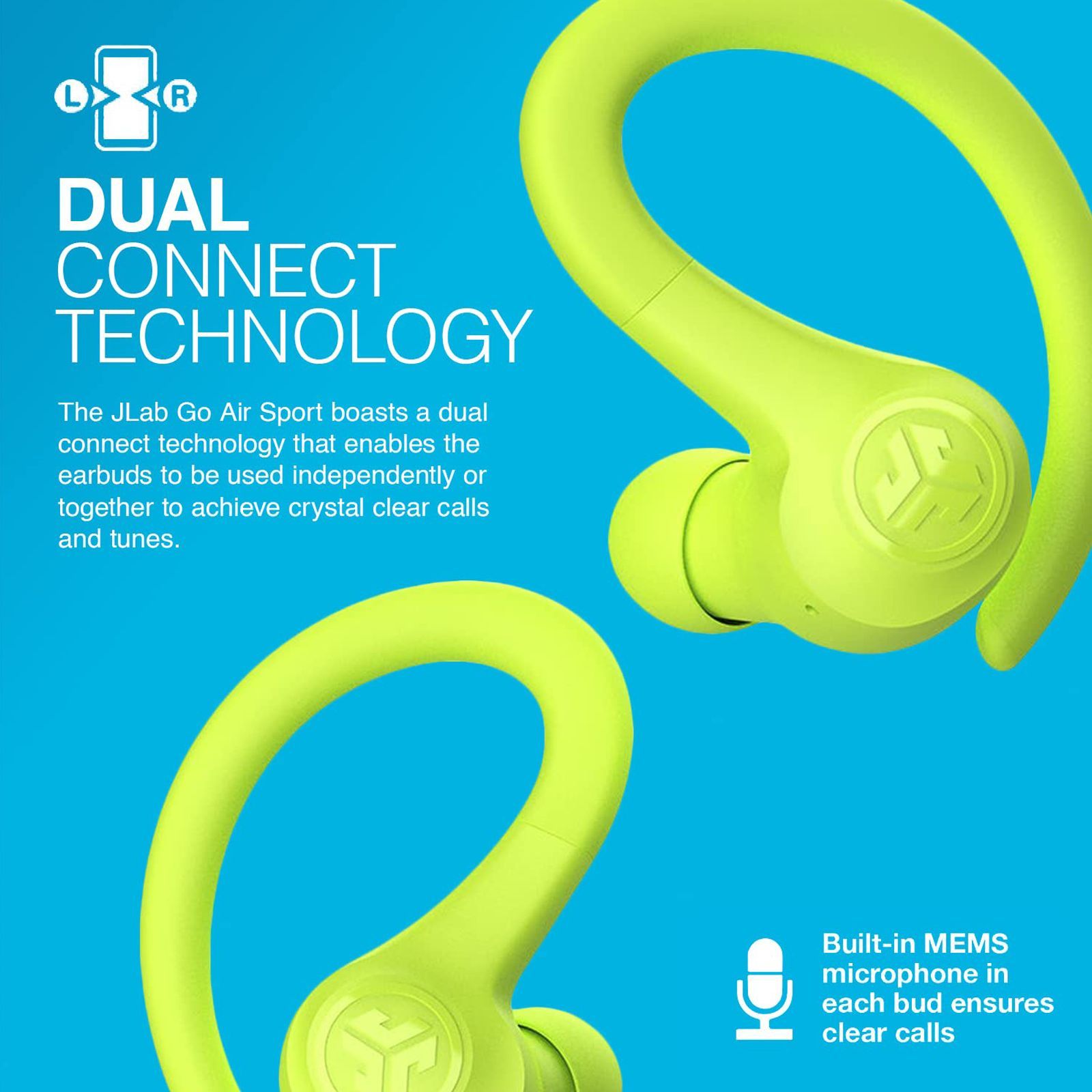 JLAB Go Air Sport TWS Earbuds with Active Noise Cancellation (IP55 Water Resistant, C3 Clear Calling, Yellow)_10