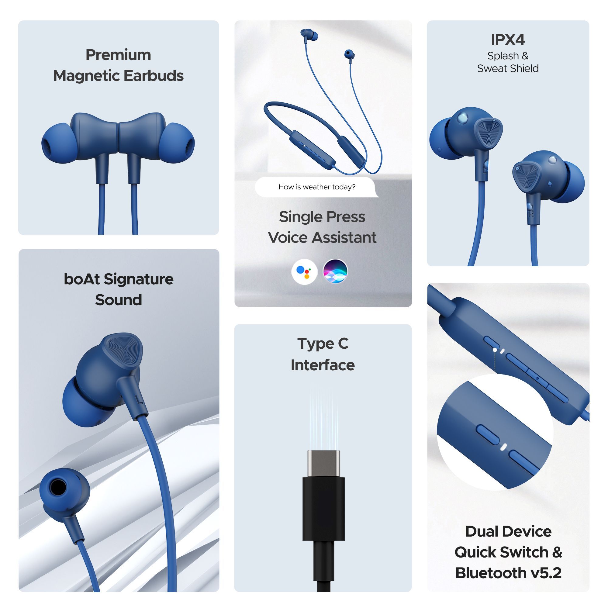 boAt Rockerz Enticer Neckband with Environmental Noise Cancellation (IPX4 Splash & Sweat Resistant, Beast Mode, Blue Enigma)_6