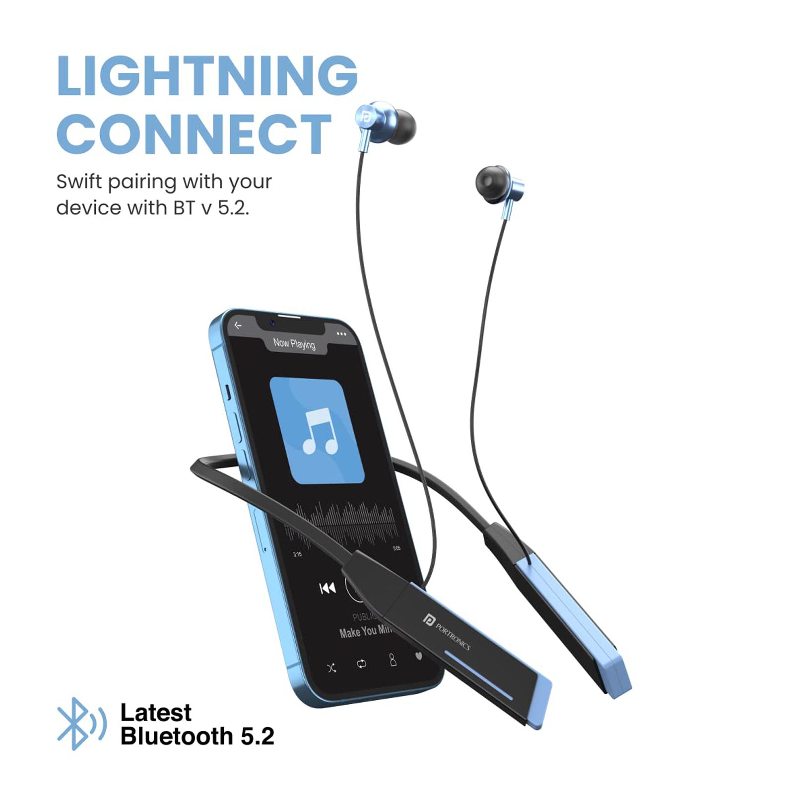 PORTRONICS Harmonics Z2 POR 1721 Neckband with Environmental Noise Cancellation (HD Stereo Bass, Sky Blue) PORTRONICS Harmonics Z2 POR 1721 Neckband with Environmental Noise Cancellation (HD Stereo Bass, Sky Blue)_7