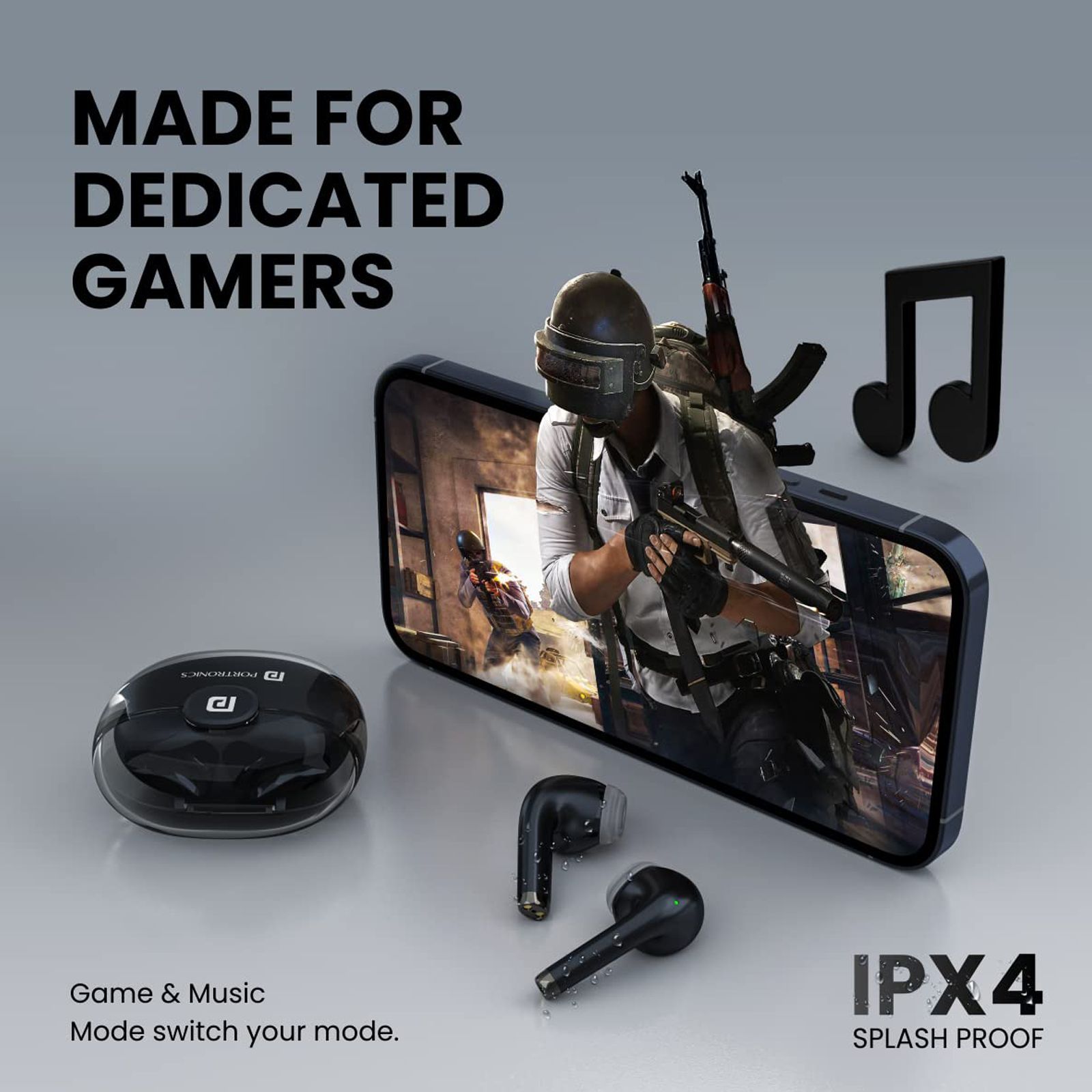 PORTRONICS Harmonics Twins S4 TWS Earbuds (IPX4 Splash Resistant, Upto 16 Hours Playback, Black) PORTRONICS Harmonics Twins S4 TWS Earbuds (IPX4 Splash Resistant, Upto 16 Hours Playback, Black)_6