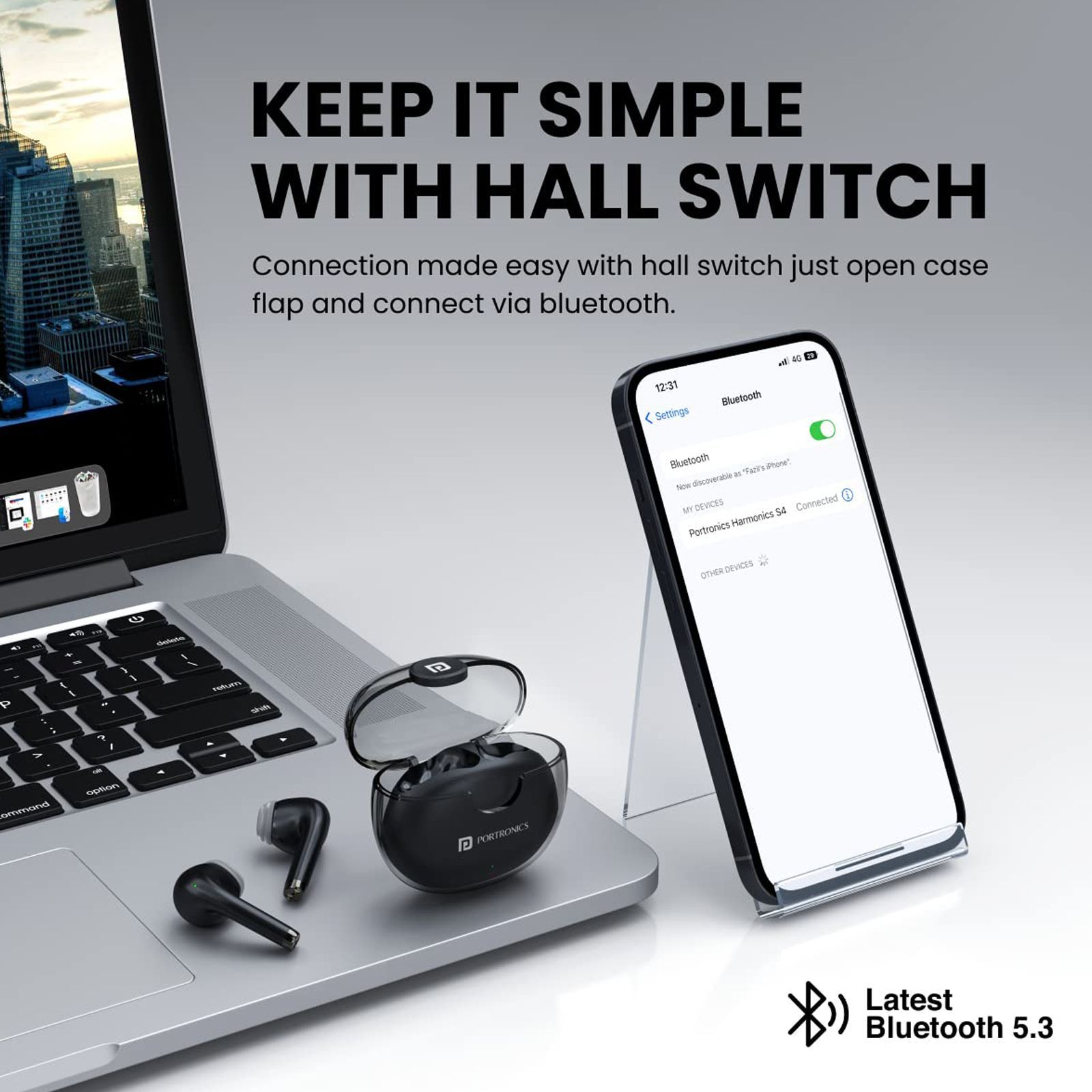 PORTRONICS Harmonics Twins S4 TWS Earbuds (IPX4 Splash Resistant, Upto 16 Hours Playback, Black) PORTRONICS Harmonics Twins S4 TWS Earbuds (IPX4 Splash Resistant, Upto 16 Hours Playback, Black)_7