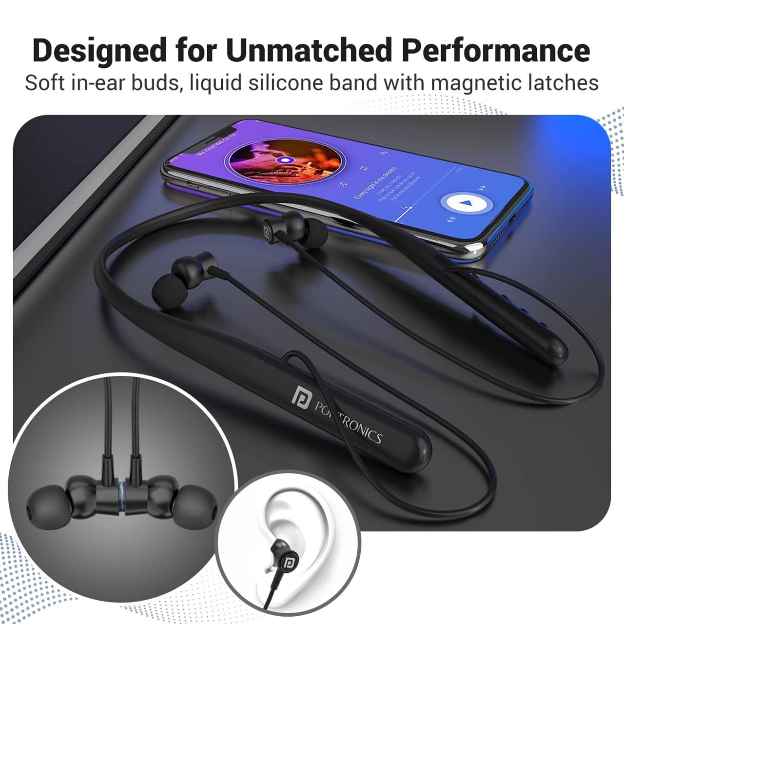 PORTRONICS Harmonics Z4 Neckband (IPX4 Water Resistant, Game Mode, Black) PORTRONICS Harmonics Z4 Neckband (IPX4 Water Resistant, Game Mode, Black)_3