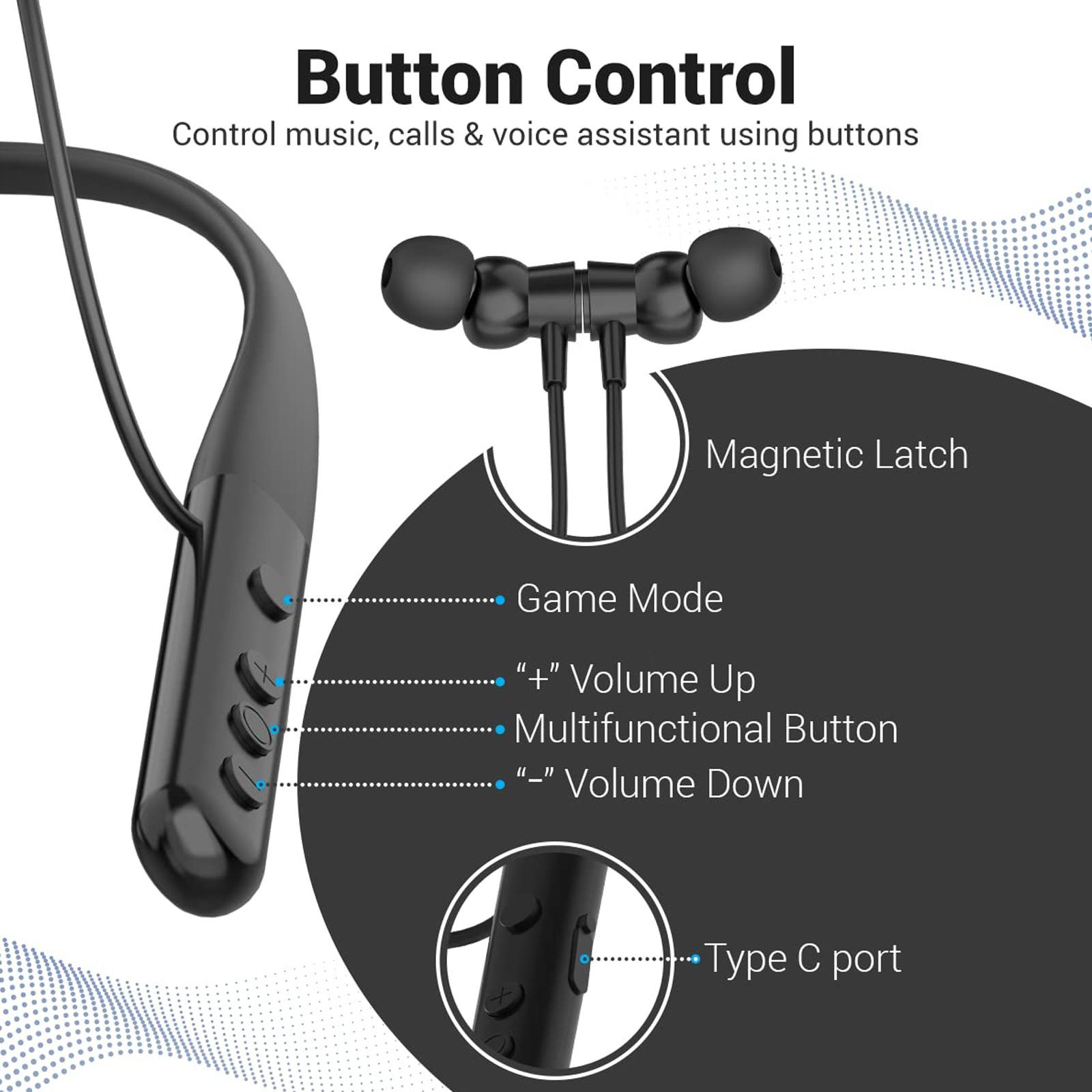 PORTRONICS Harmonics Z4 Neckband (IPX4 Water Resistant, Game Mode, Black) PORTRONICS Harmonics Z4 Neckband (IPX4 Water Resistant, Game Mode, Black)_9