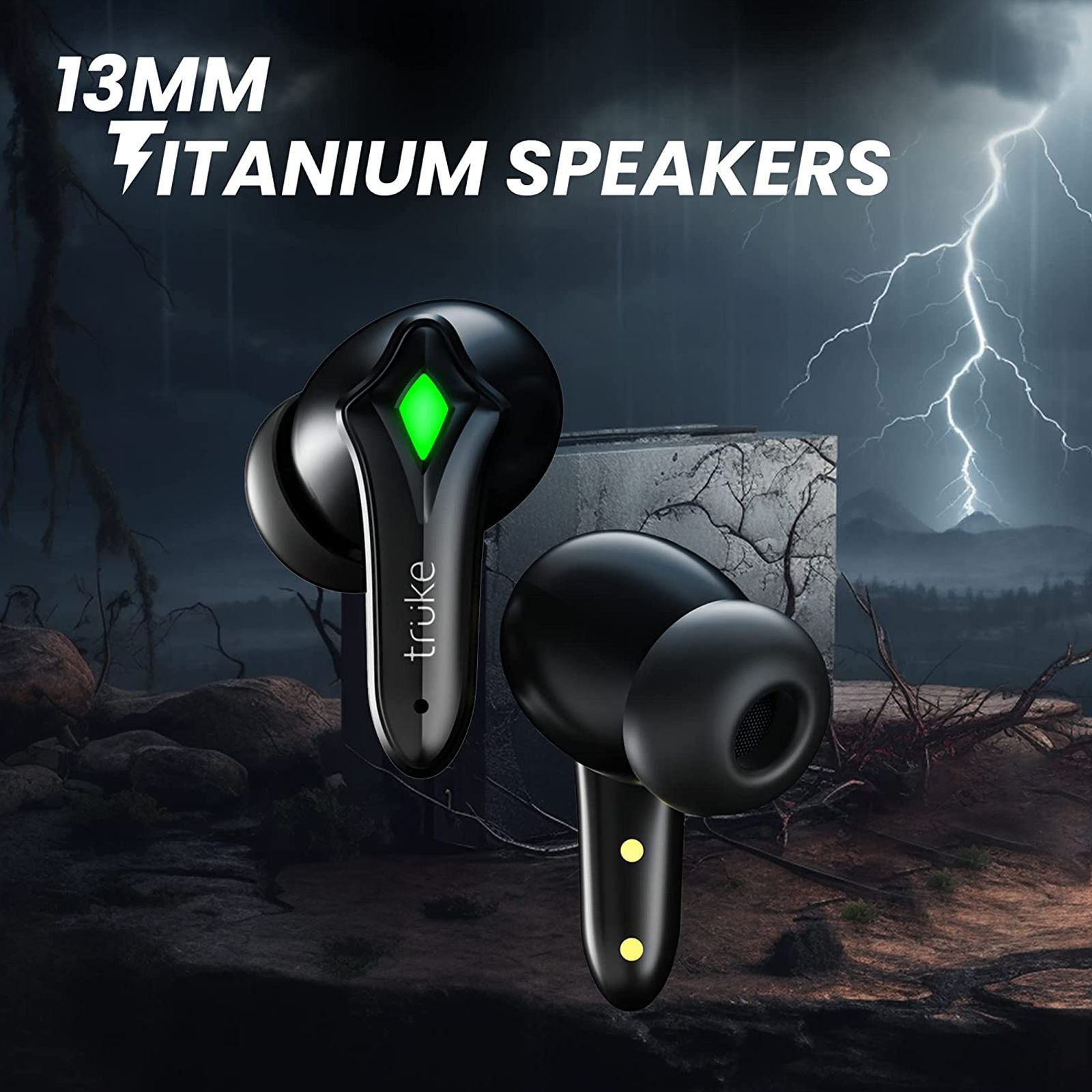 truke BTG Storm B141 TWS Earbuds with Environmental Noise Cancellation (IPX5 Water Resistant, Fast Charging, Black)_5