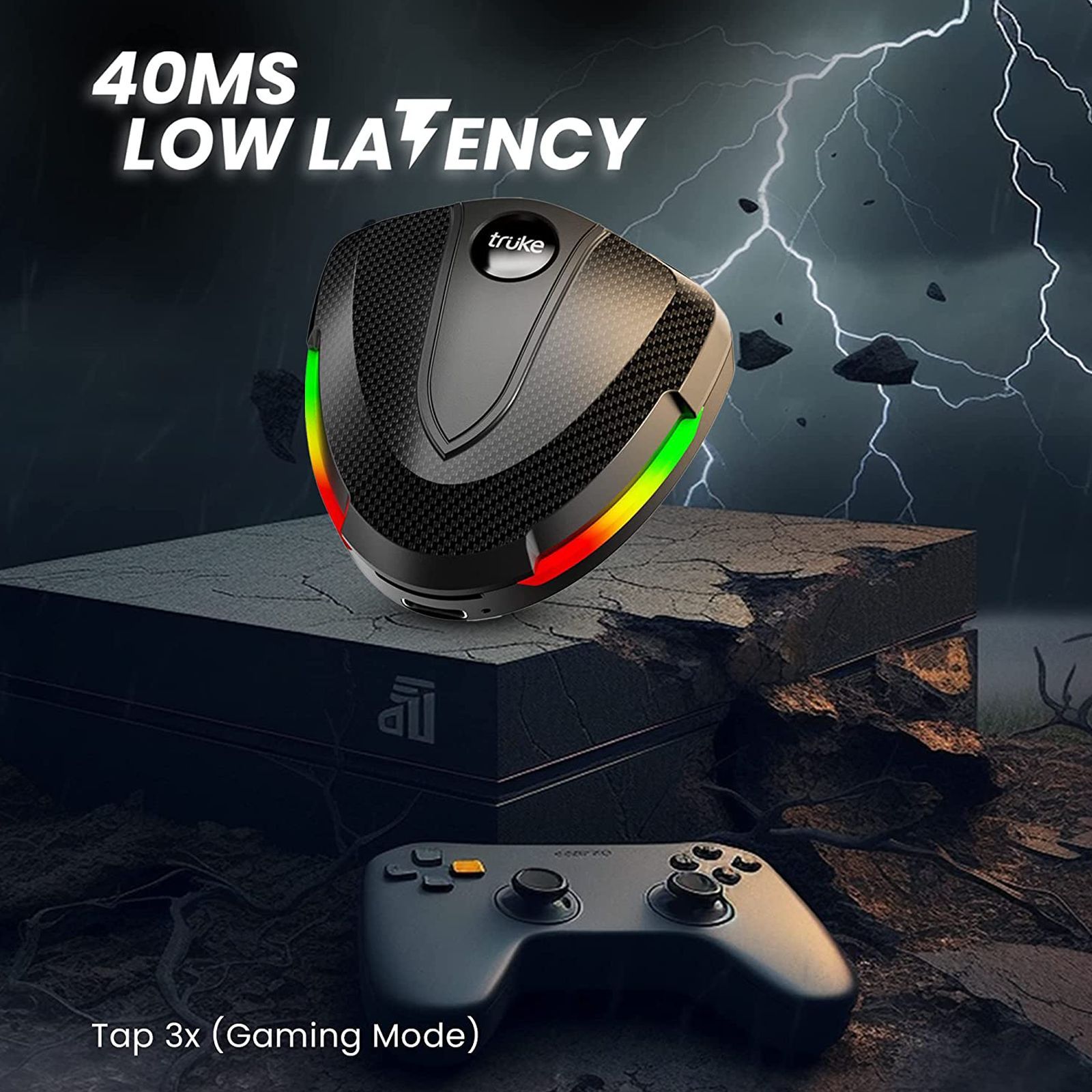 truke BTG Storm B141 TWS Earbuds with Environmental Noise Cancellation (IPX5 Water Resistant, Fast Charging, Black)_4