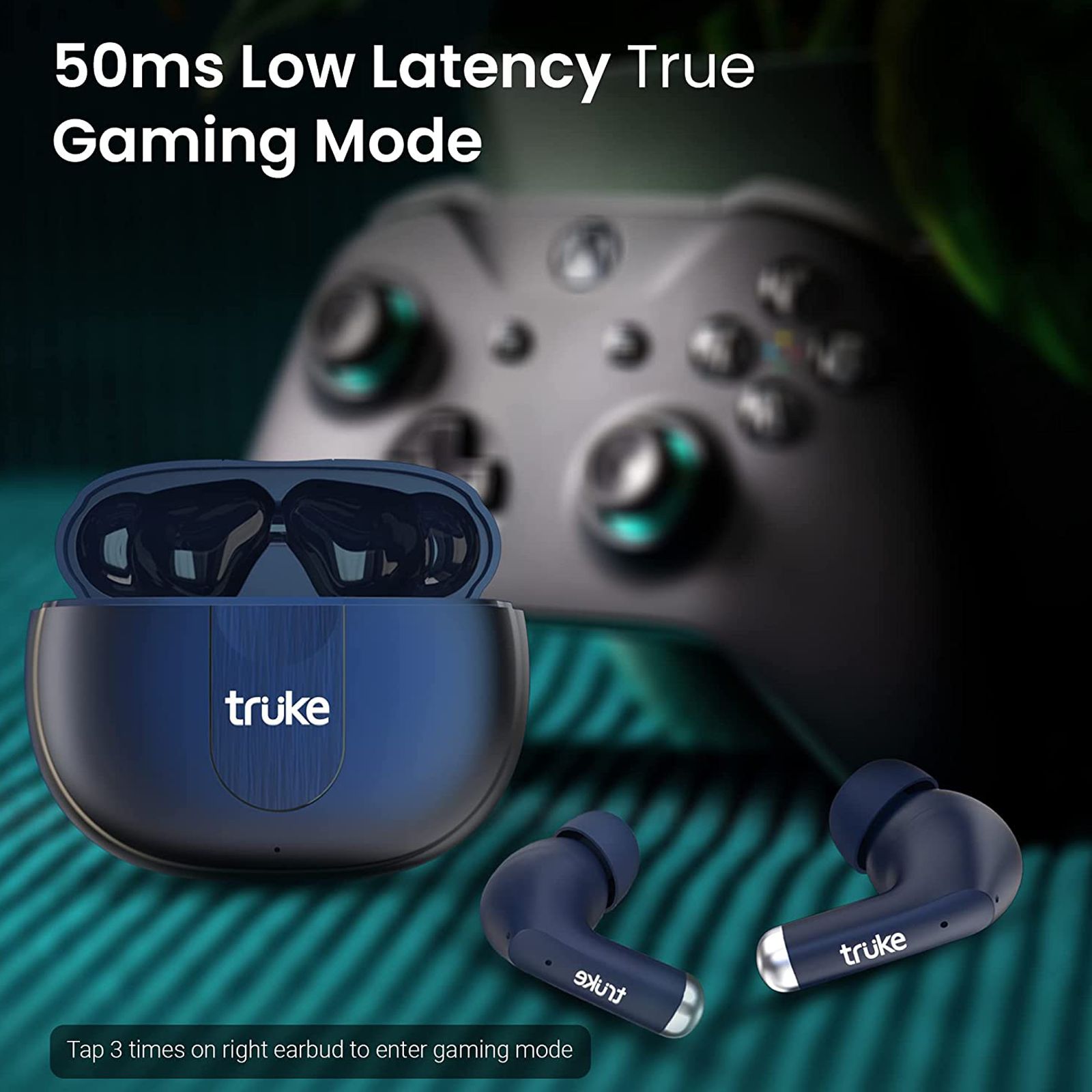 truke Buds A1 F61 TWS Earbuds with Active Noise Cancellation (IPX4 Water Resistant, Fast Charging, Blue)_8