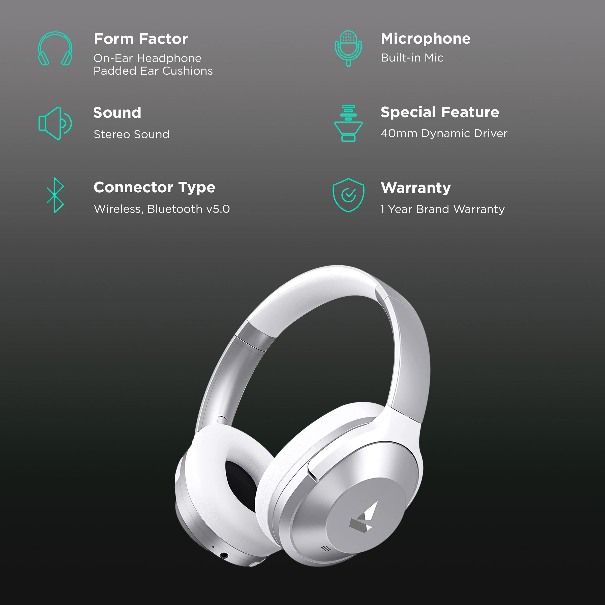 boAt Nirvanaa 751 ANC Bluetooth Headphone with Mic (Google Assistant Enabled, On Ear, Sterling Silver)_2