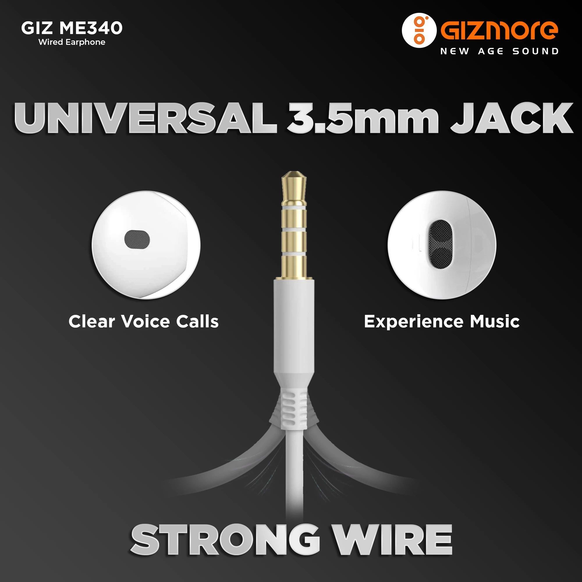 GIZmore ME340 Wired Earphone with Mic (In Ear, White)_6