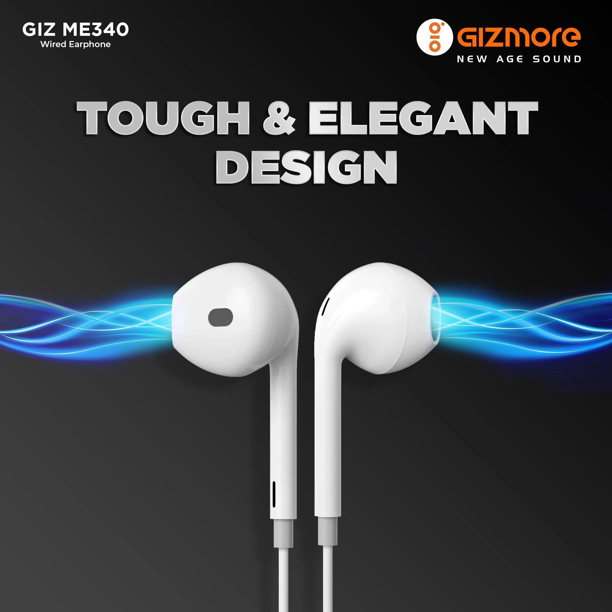 GIZmore ME340 Wired Earphone with Mic (In Ear, White)_8