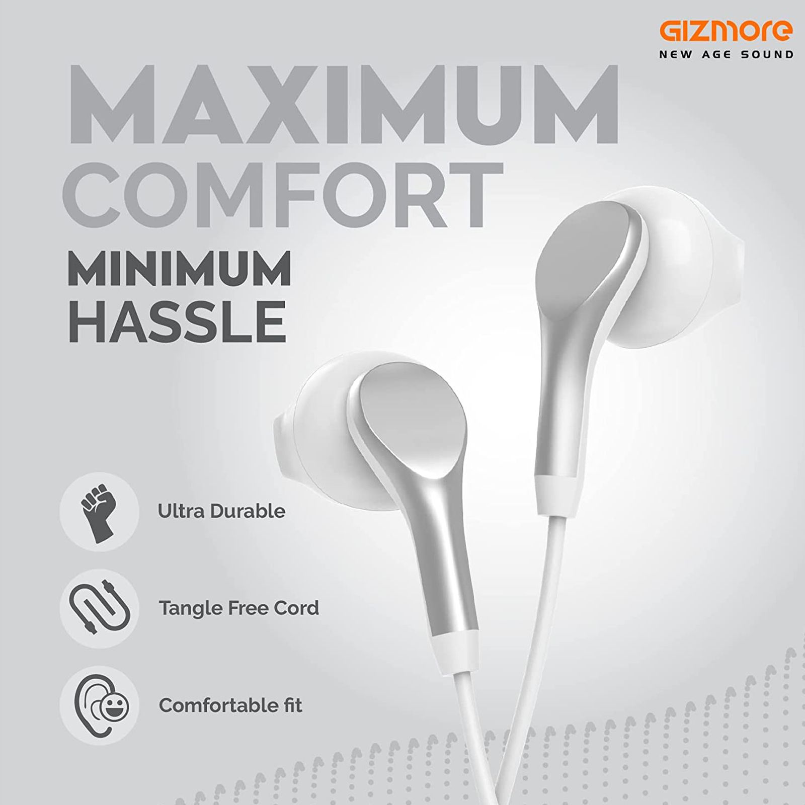 GIZmore ME343 Wired Earphone with Mic (In Ear, White)_5