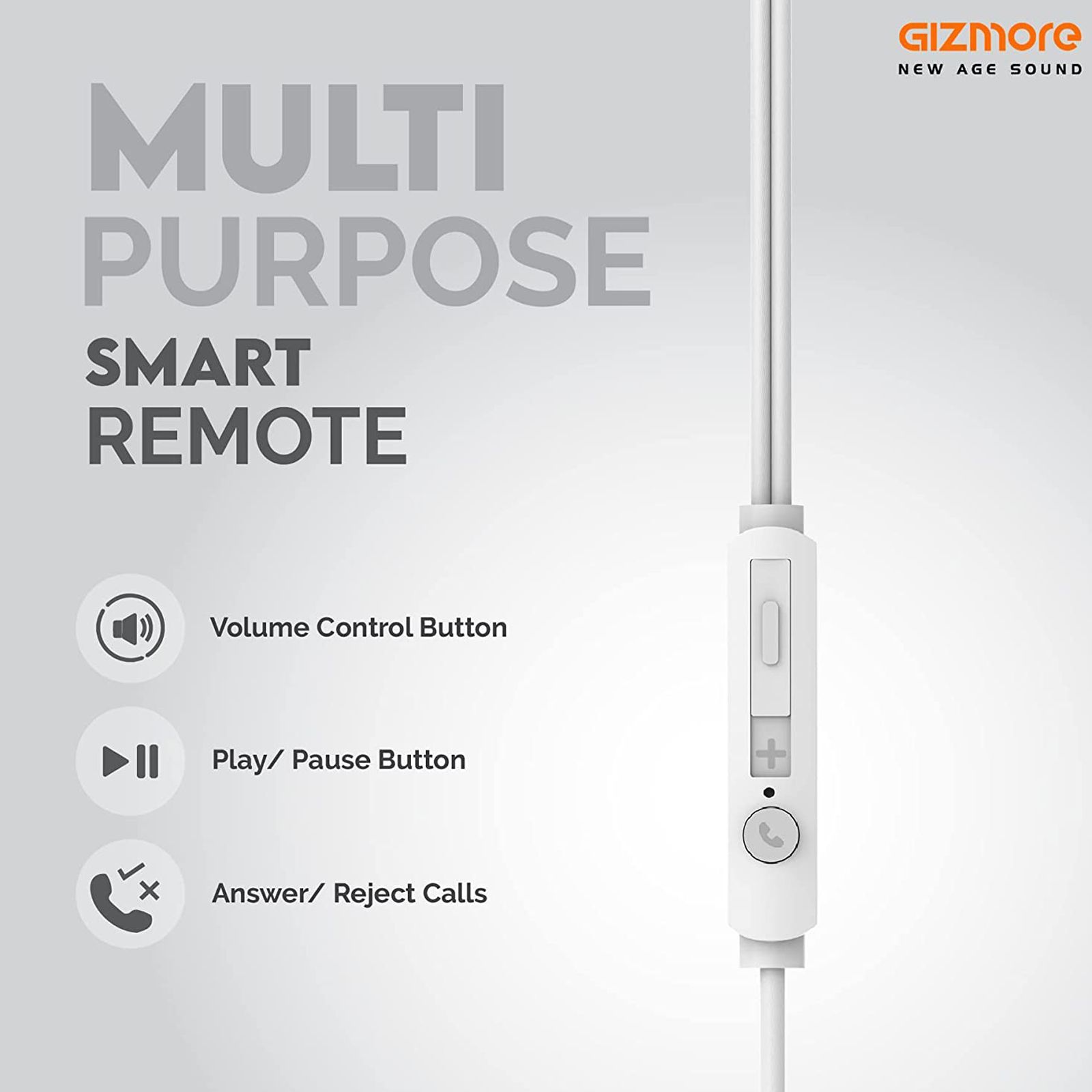 GIZmore ME343 Wired Earphone with Mic (In Ear, White)_6