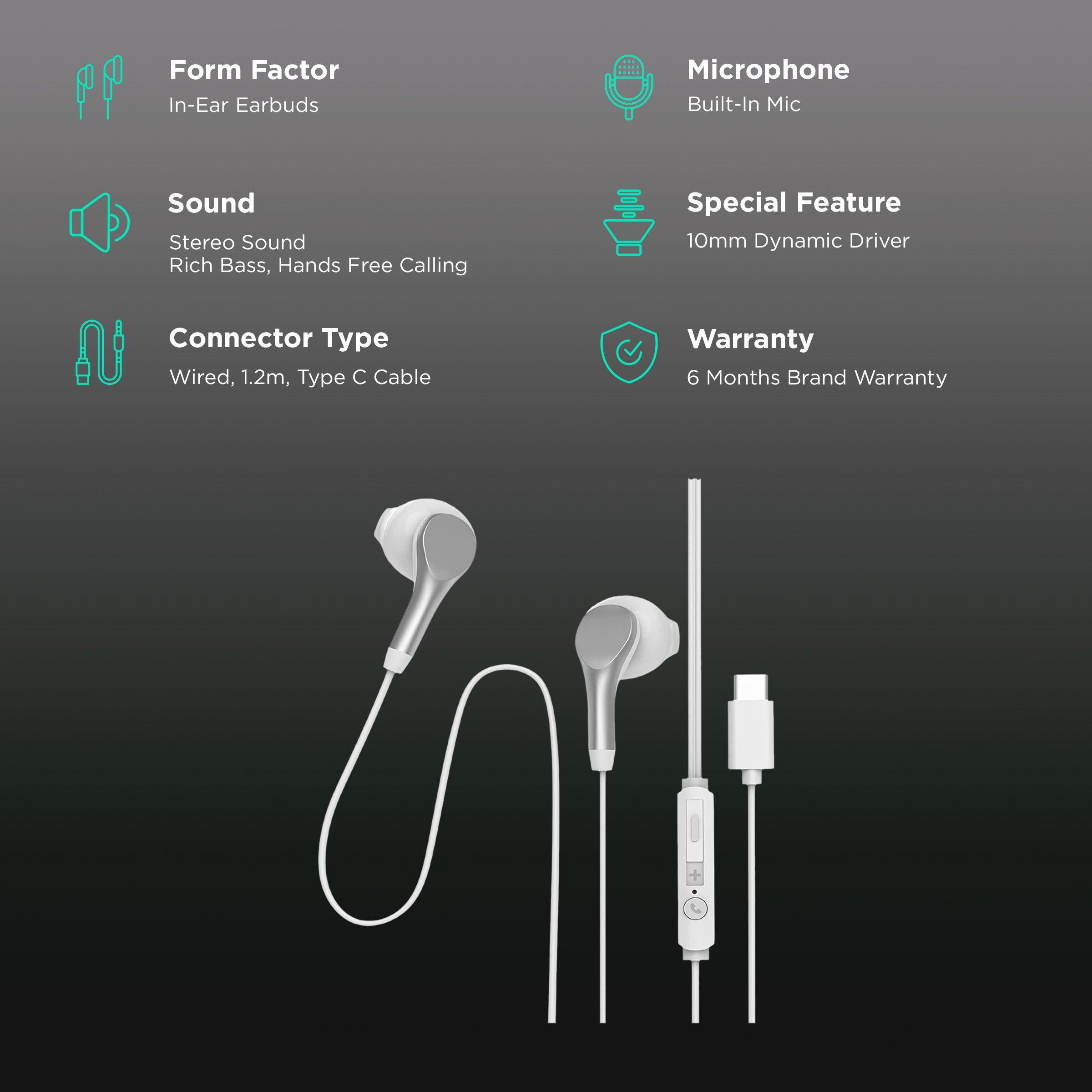 GIZmore ME343 Wired Earphone with Mic (In Ear, White)_2