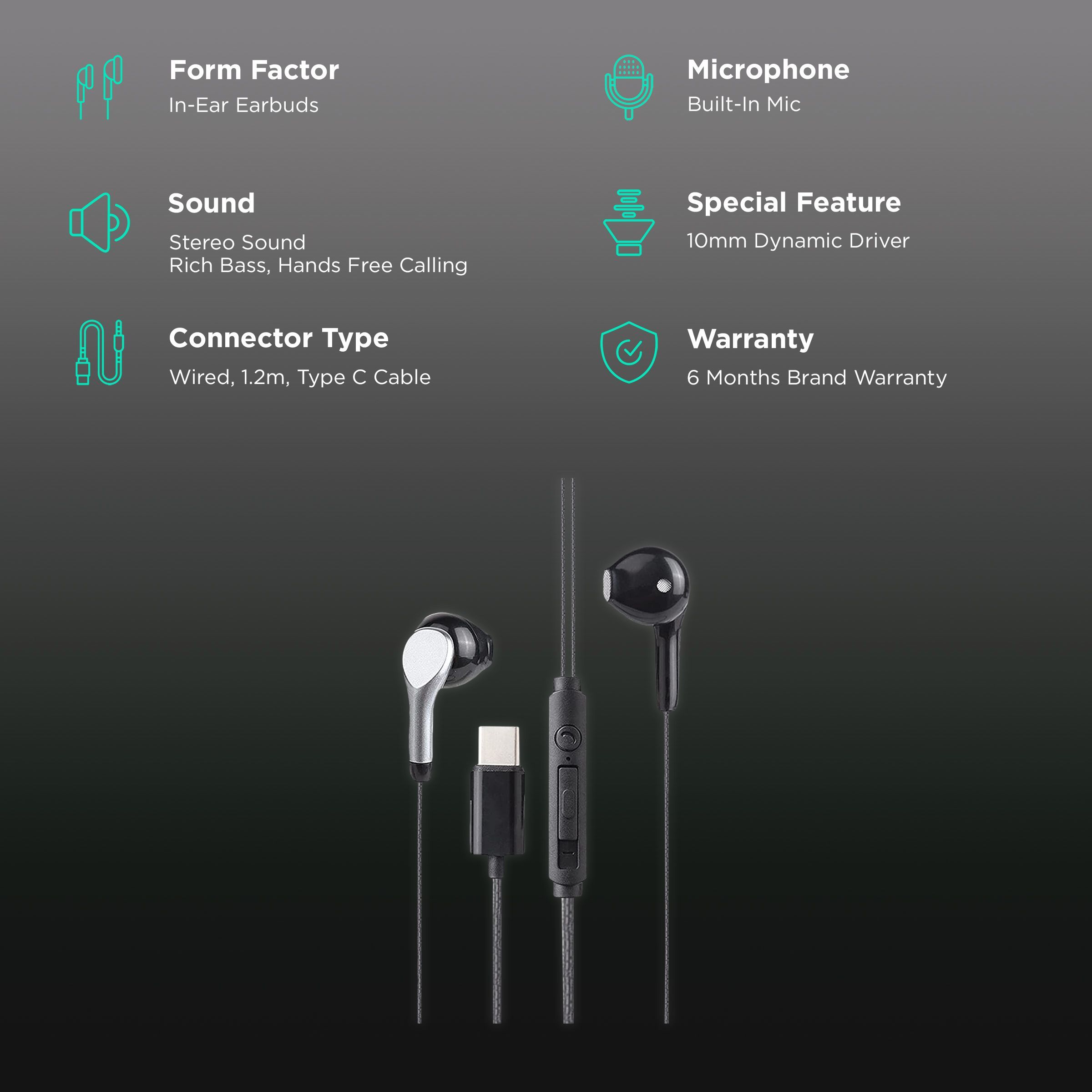 GIZmore ME343 Wired Earphone with Mic (In Ear, Black)_2