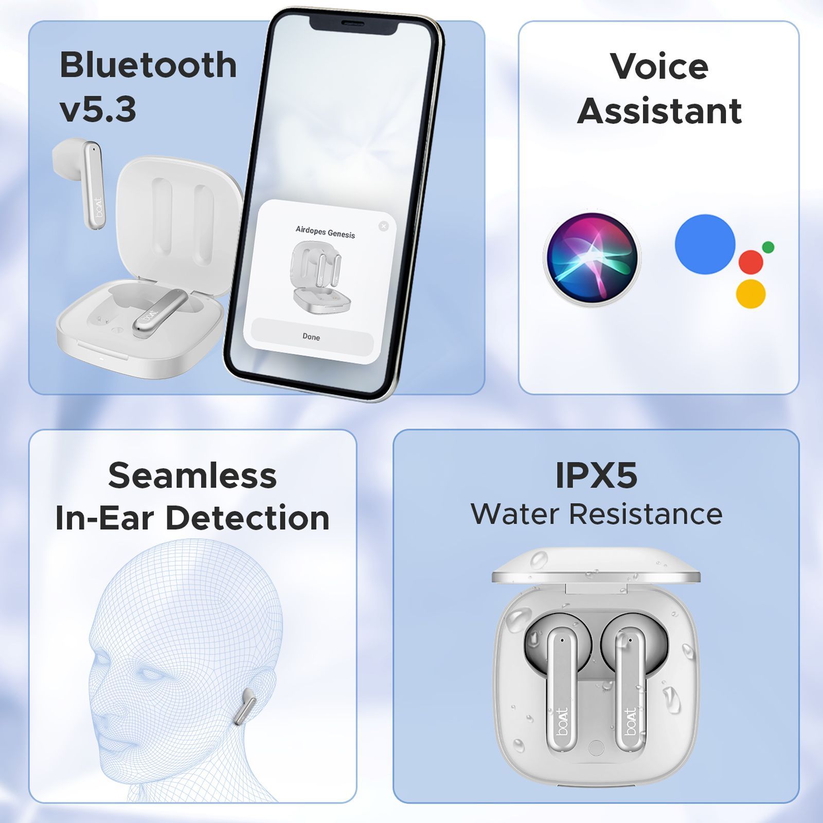 boAt Airdopes Genesis TWS Earbuds with Environmental Noise Cancellation (IPX5 Water Resistant, ASAP Charge, White Purity) boAt Airdopes Genesis TWS Earbuds with Environmental Noise Cancellation (IPX5 Water Resistant, ASAP Charge, White Purity)_4