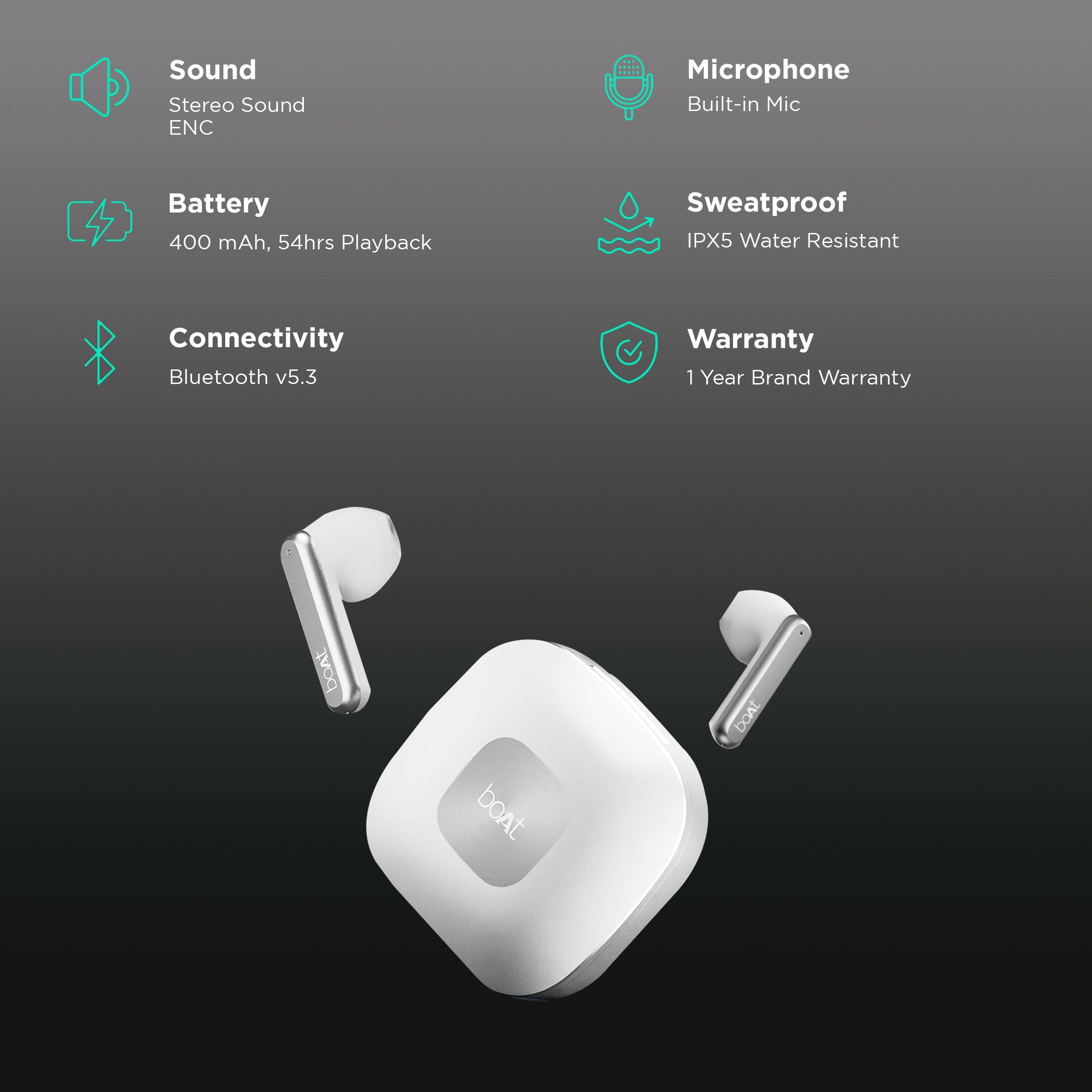 boAt Airdopes Genesis TWS Earbuds with Environmental Noise Cancellation (IPX5 Water Resistant, ASAP Charge, White Purity) boAt Airdopes Genesis TWS Earbuds with Environmental Noise Cancellation (IPX5 Water Resistant, ASAP Charge, White Purity)_2