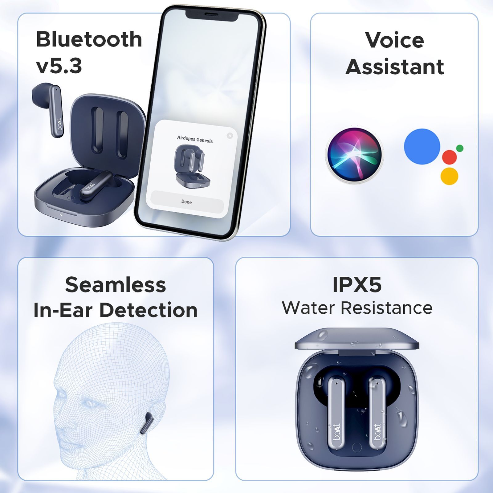 boAt Airdopes Genesis TWS Earbuds with Environmental Noise Cancellation (IPX5 Water Resistant, ASAP Charge, Oceana)_4