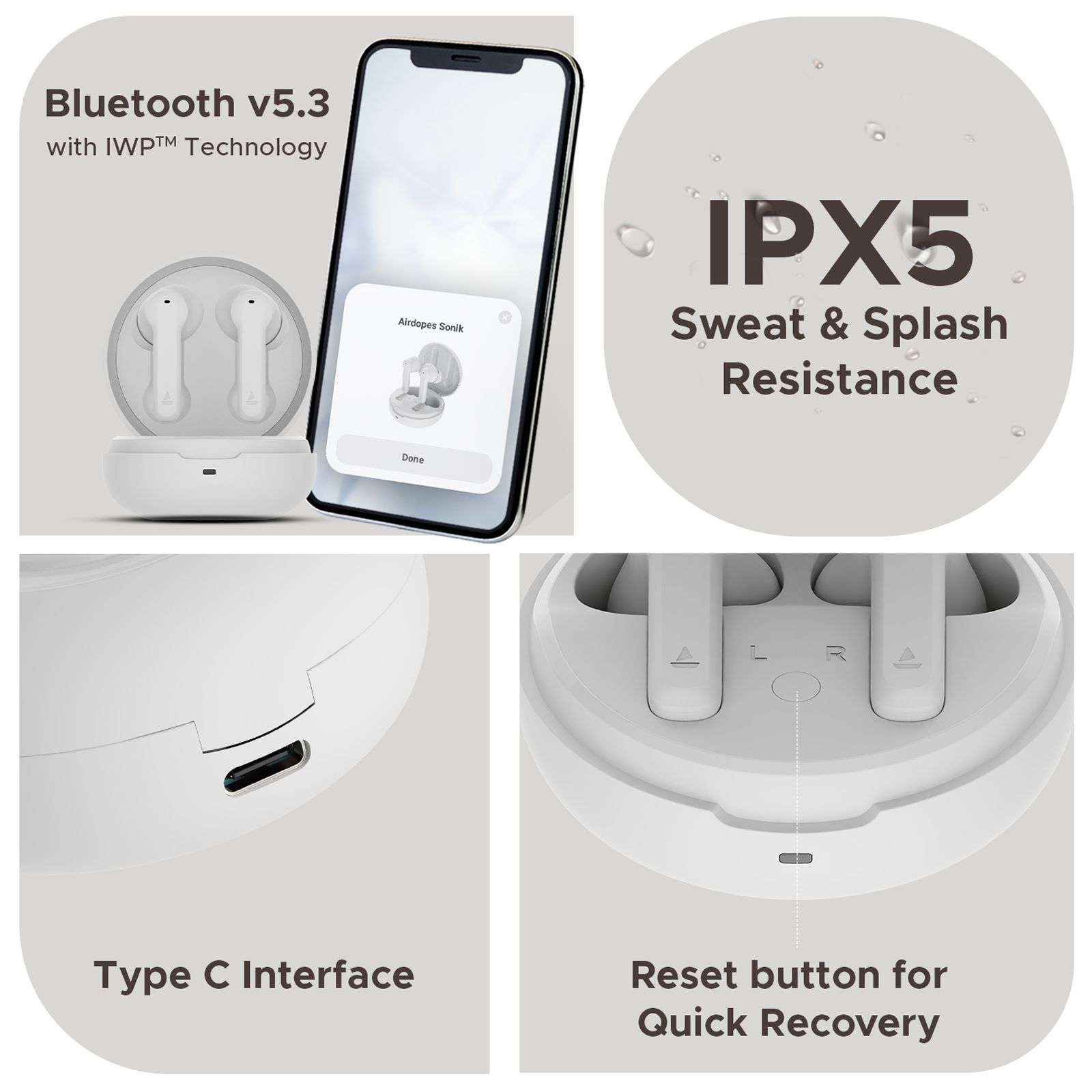boAt Airdopes Sonik TWS Earbuds with Environmental Noise Cancellation (IPX4 Sweat and Splash Resistant, Dual EQ Modes, Tranquil White) boAt Airdopes Sonik TWS Earbuds with Environmental Noise Cancellation (IPX4 Sweat and Splash Resistant, Dual EQ Modes, Tranquil White)_6