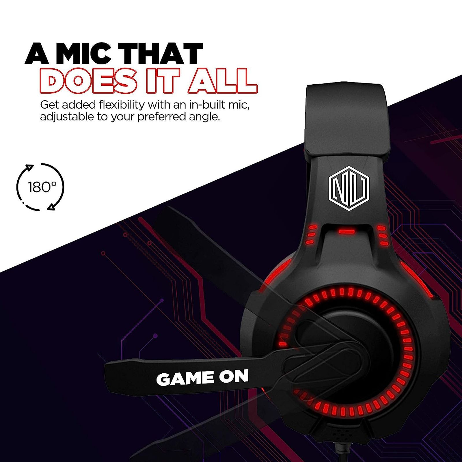 Nu Republic Dread EVO Wired Gaming Headset with Mic (50mm Dynamic Drivers, On-Ear, Red)_6