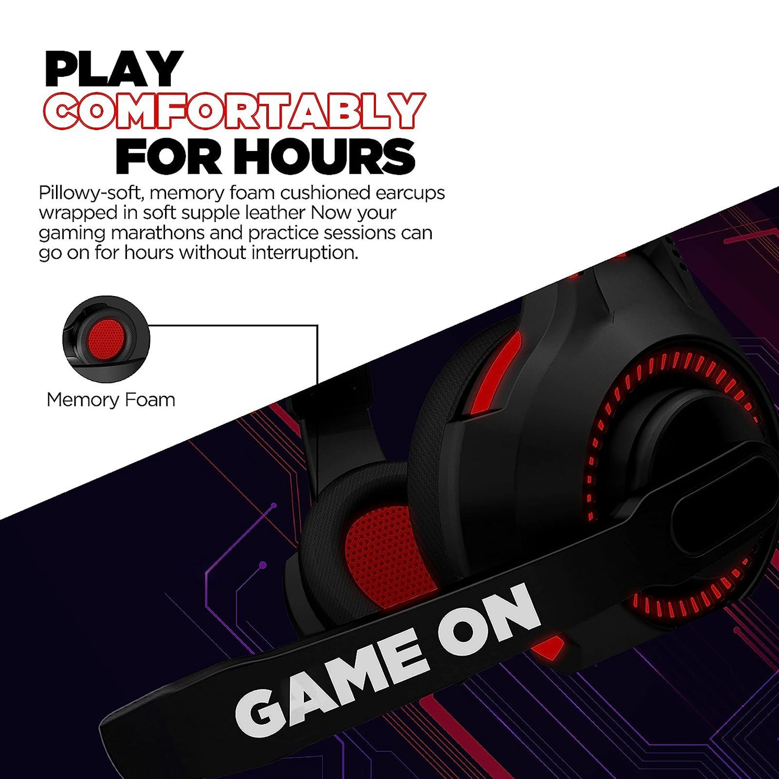 Nu Republic Dread EVO Wired Gaming Headset with Mic (50mm Dynamic Drivers, On-Ear, Red)_7