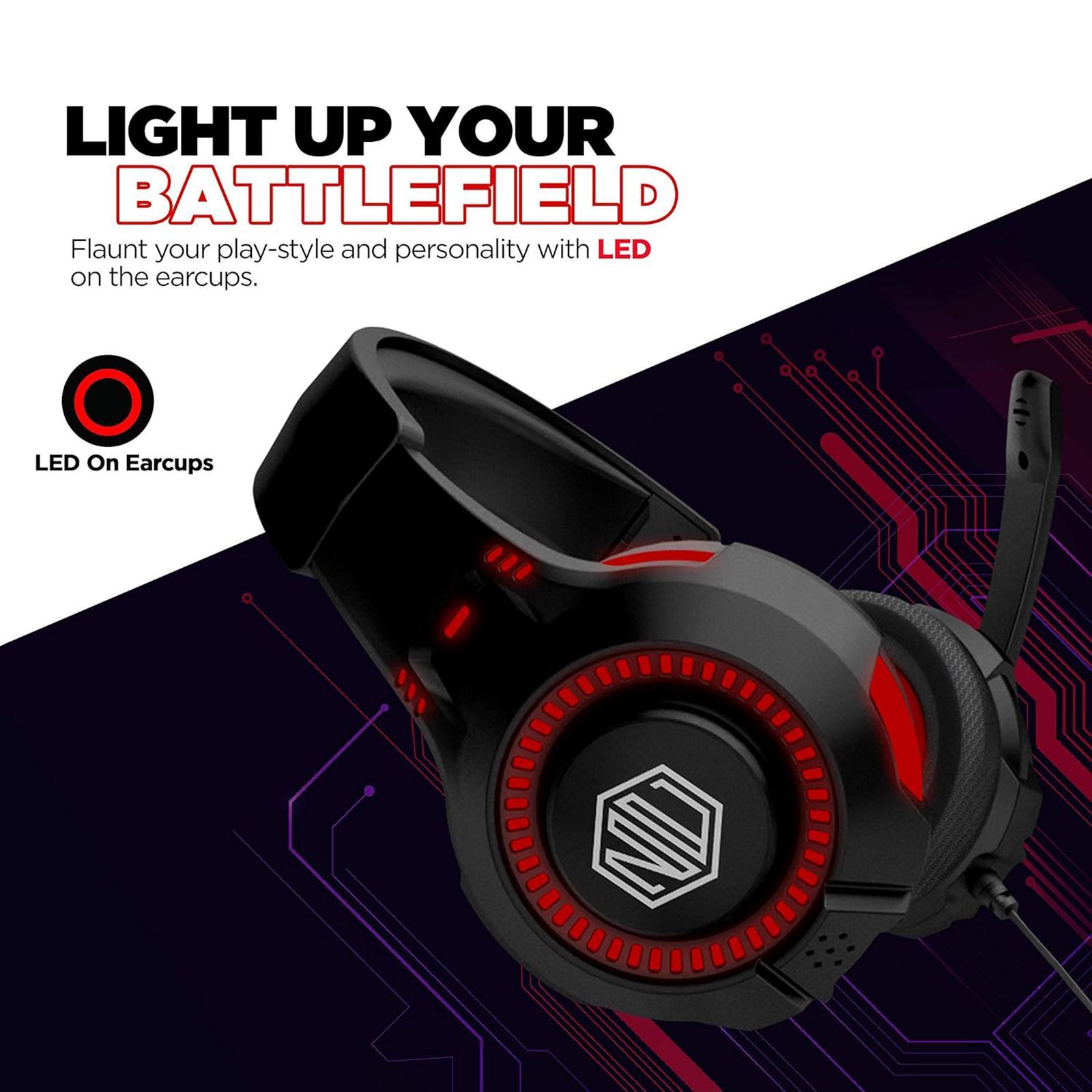 Nu Republic Dread EVO Wired Gaming Headset with Mic (50mm Dynamic Drivers, On-Ear, Red)_8