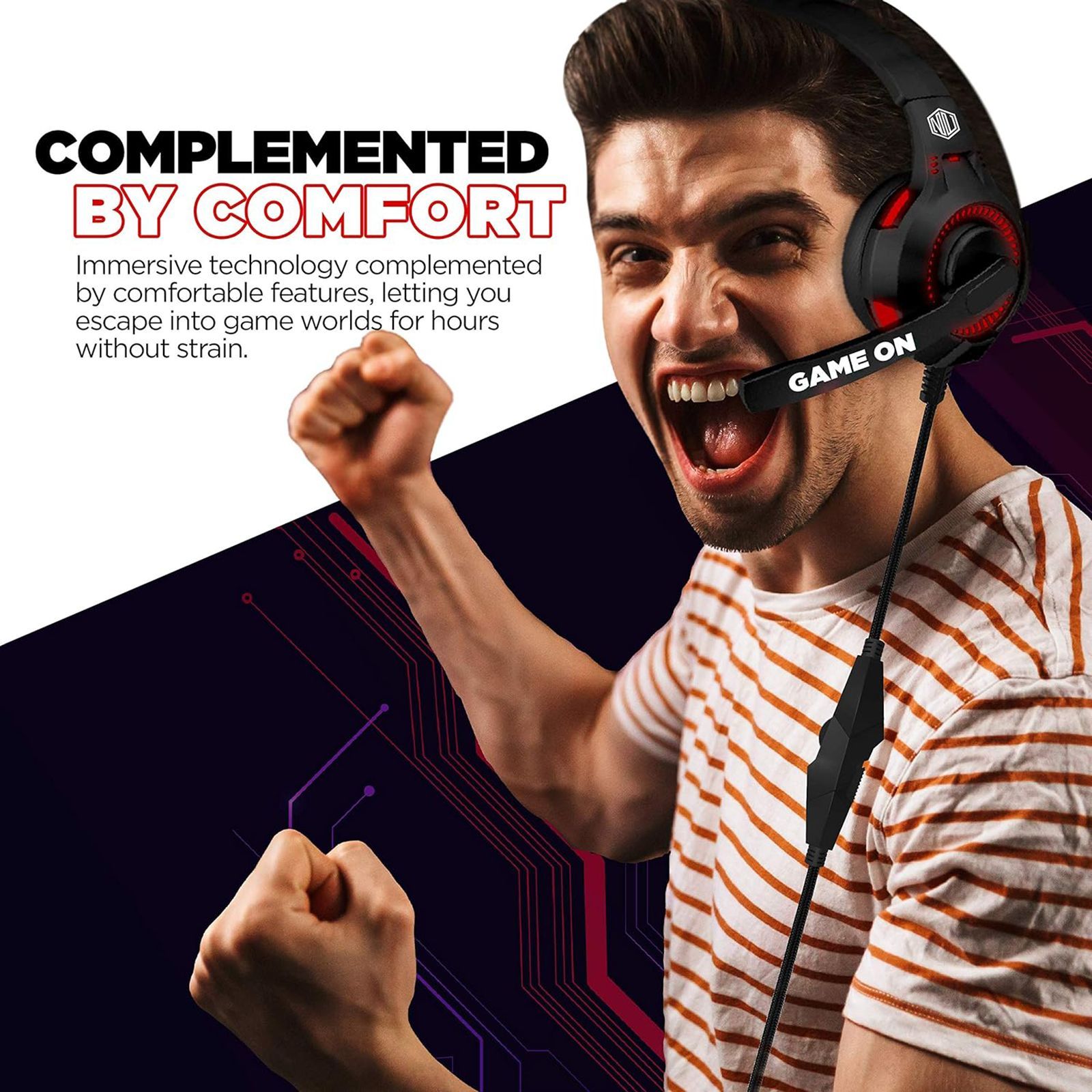 Nu Republic Dread EVO Wired Gaming Headset with Mic (50mm Dynamic Drivers, On-Ear, Red)_9